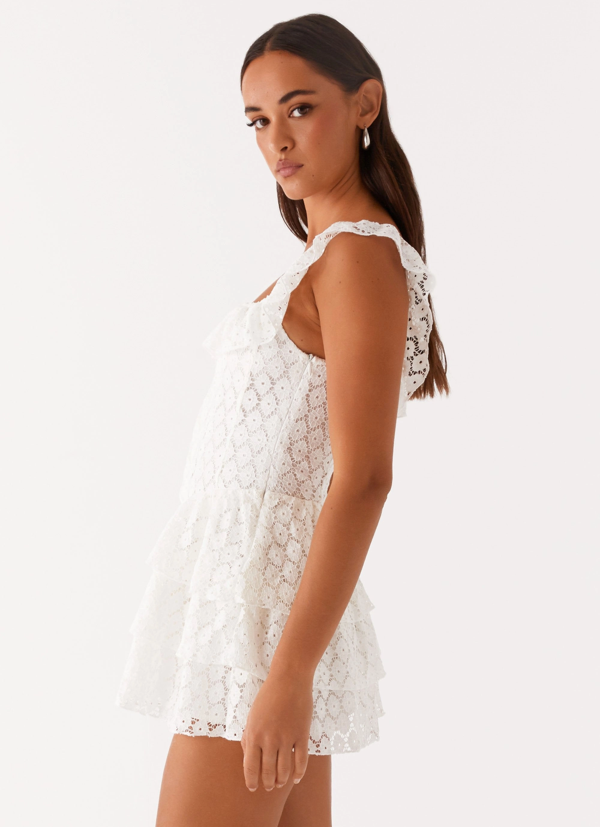 Paradise Dreams Corset Mini Dress - White Waist Seam Chic Energy