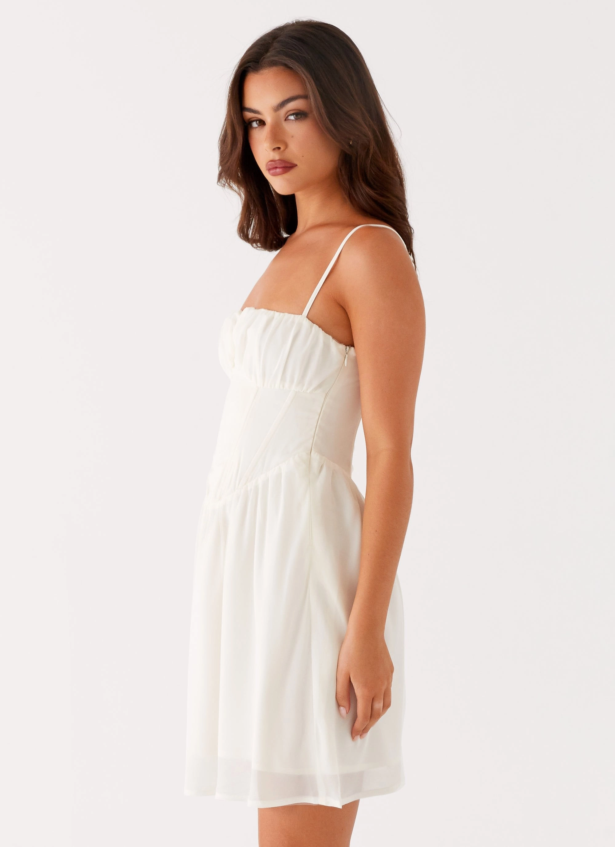 Minimal Aesthetic Harmony Mini Dress - Ivory