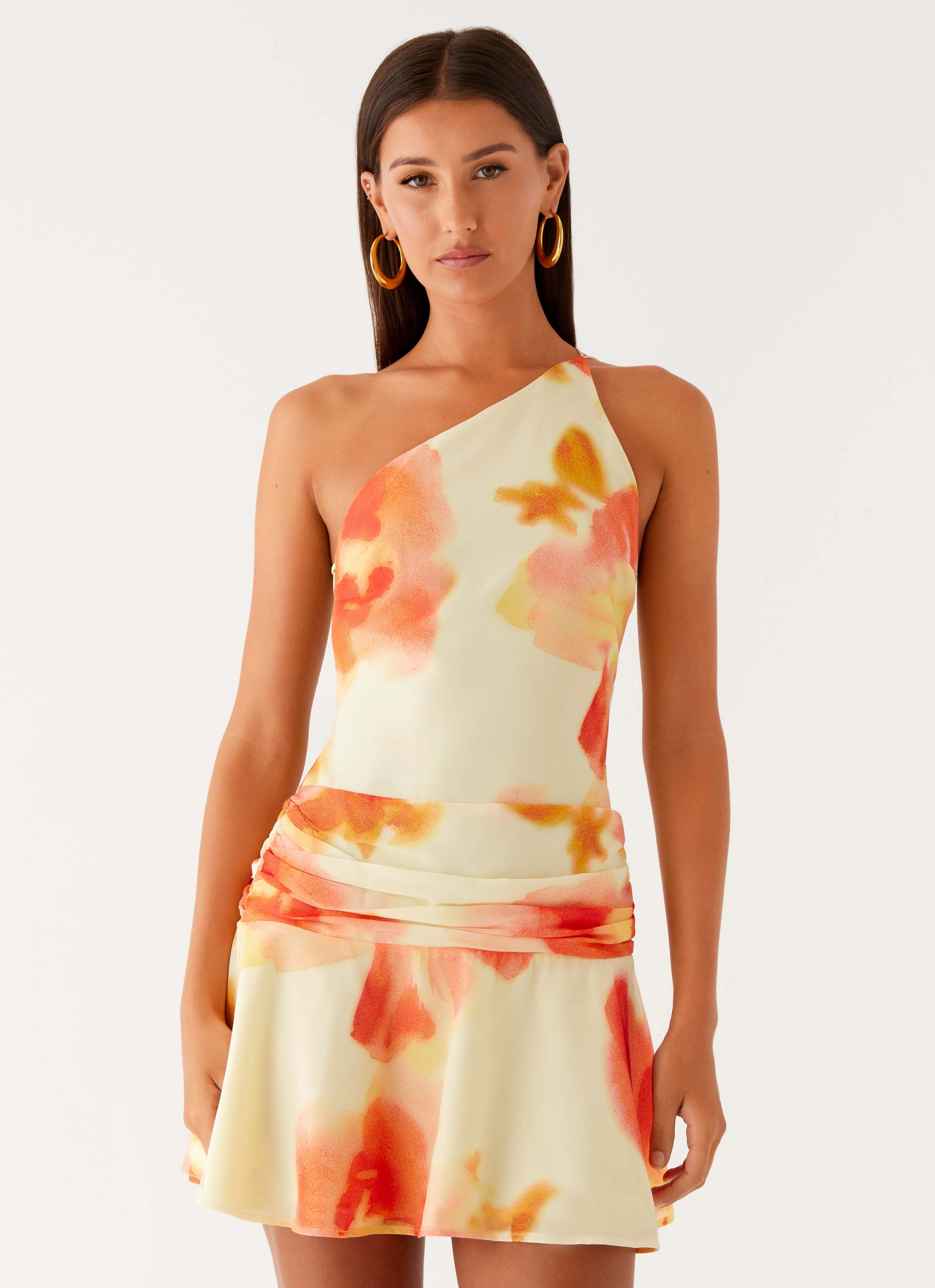 Meah Backless Mini Dress - Mimosa Blossom Adjustable-Length Feminine Mood