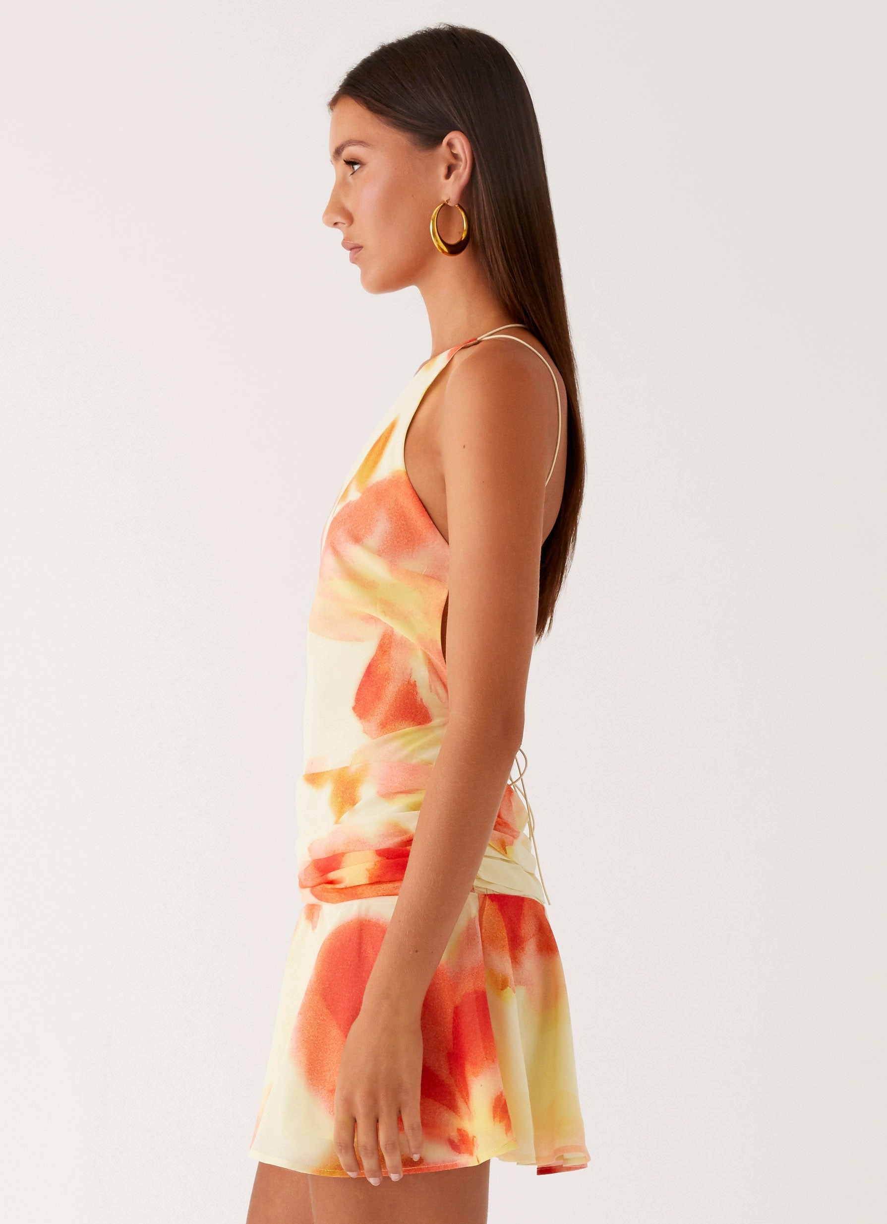 Minimal Core Timeless Waist Fit Meah Backless Mini Dress - Mimosa Blossom
