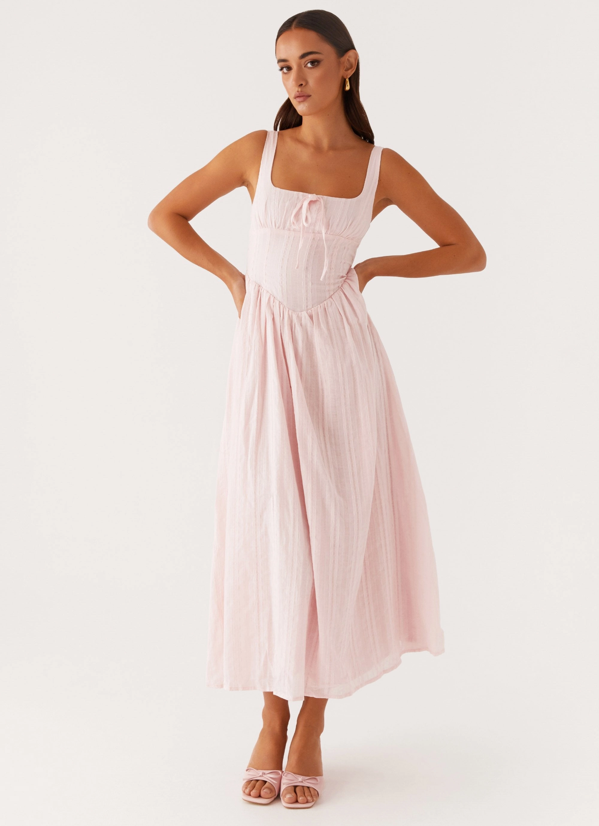 Inner Smile Embroidered Fabric Pascuelle Midi Dress - Pink