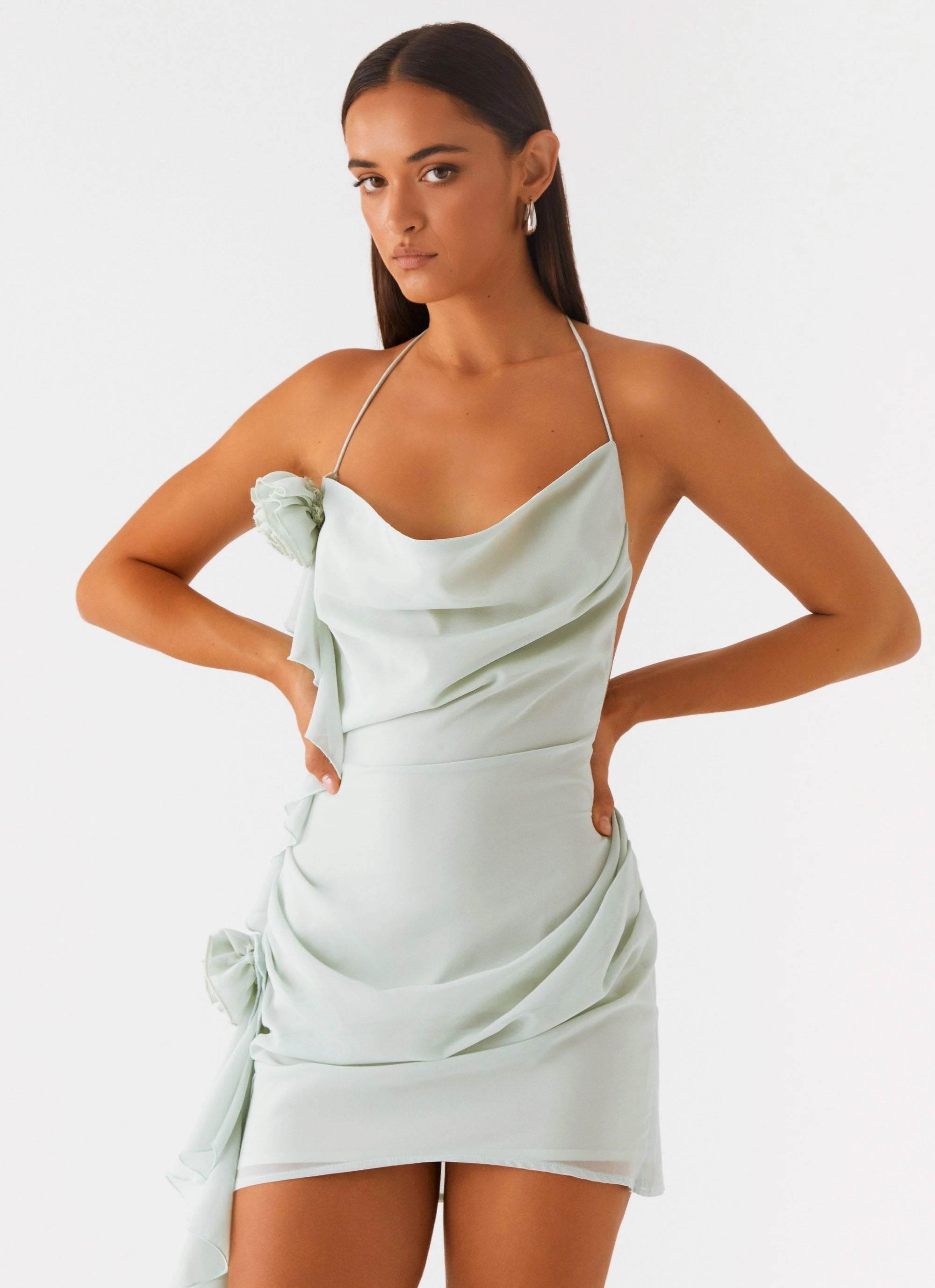 Diedre Rose Strappy Mini Dress - Sage Coastal Soft