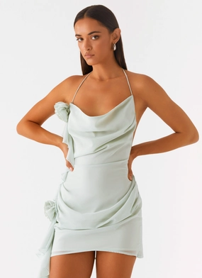 Diedre Rose Strappy Mini Dress - Sage Coastal Soft