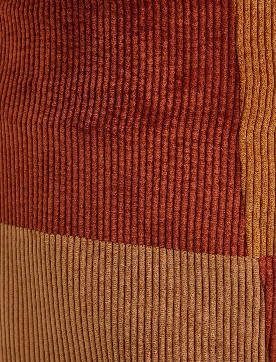 Patchwork Cord Mini Skirt in Beige