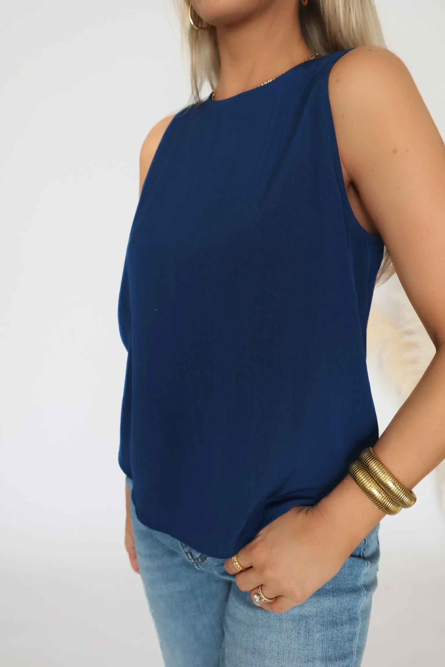 WrinkleFree Structure Patio Seating Tank- Navy