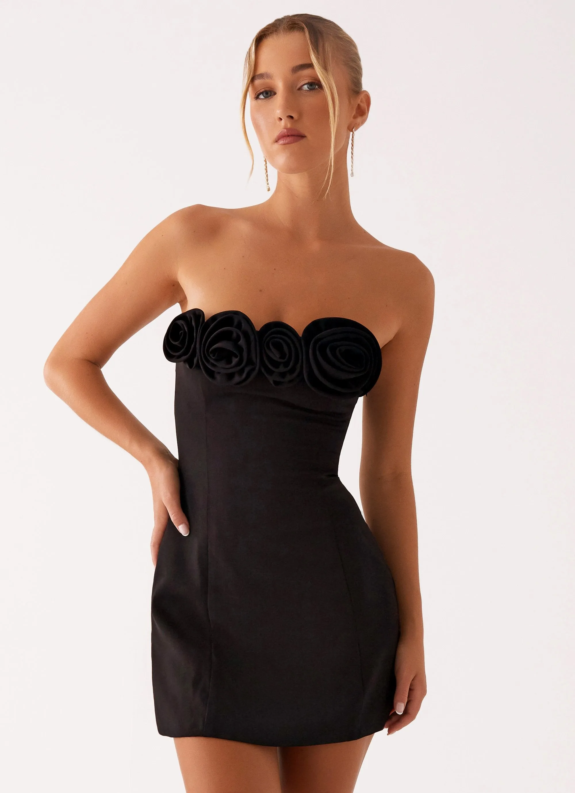 Patsie Strapless Mini Dress - Black Semi Formal