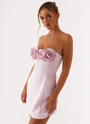 Lower Hem Patsie Strapless Mini Dress - Pink
