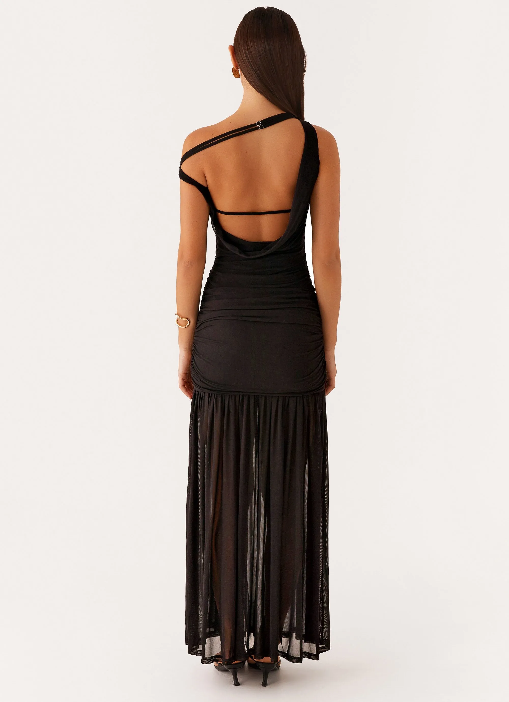 Satin Grace Pavilion Maxi Dress - Black