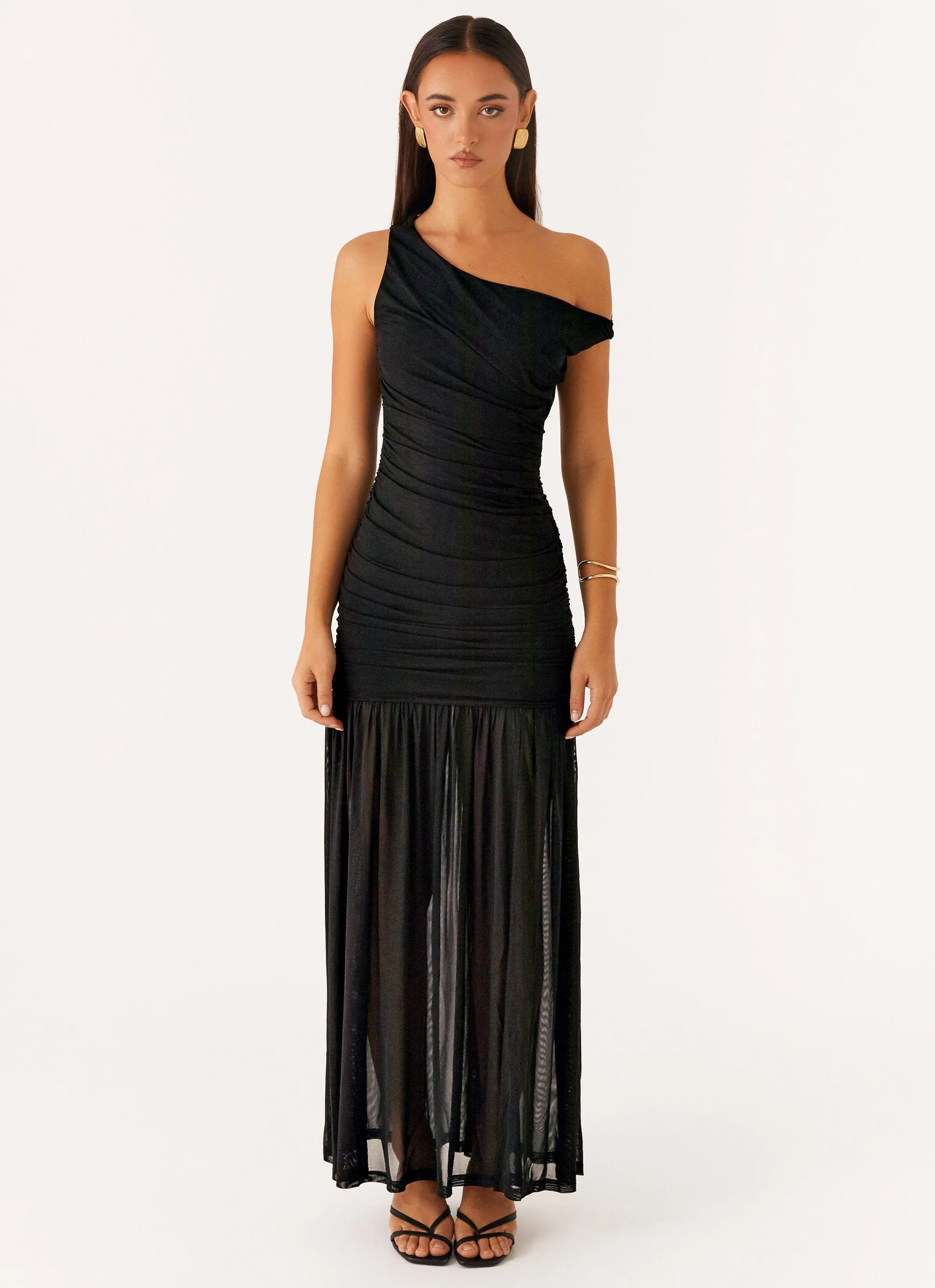Flared-Hem Pavilion Maxi Dress - Black