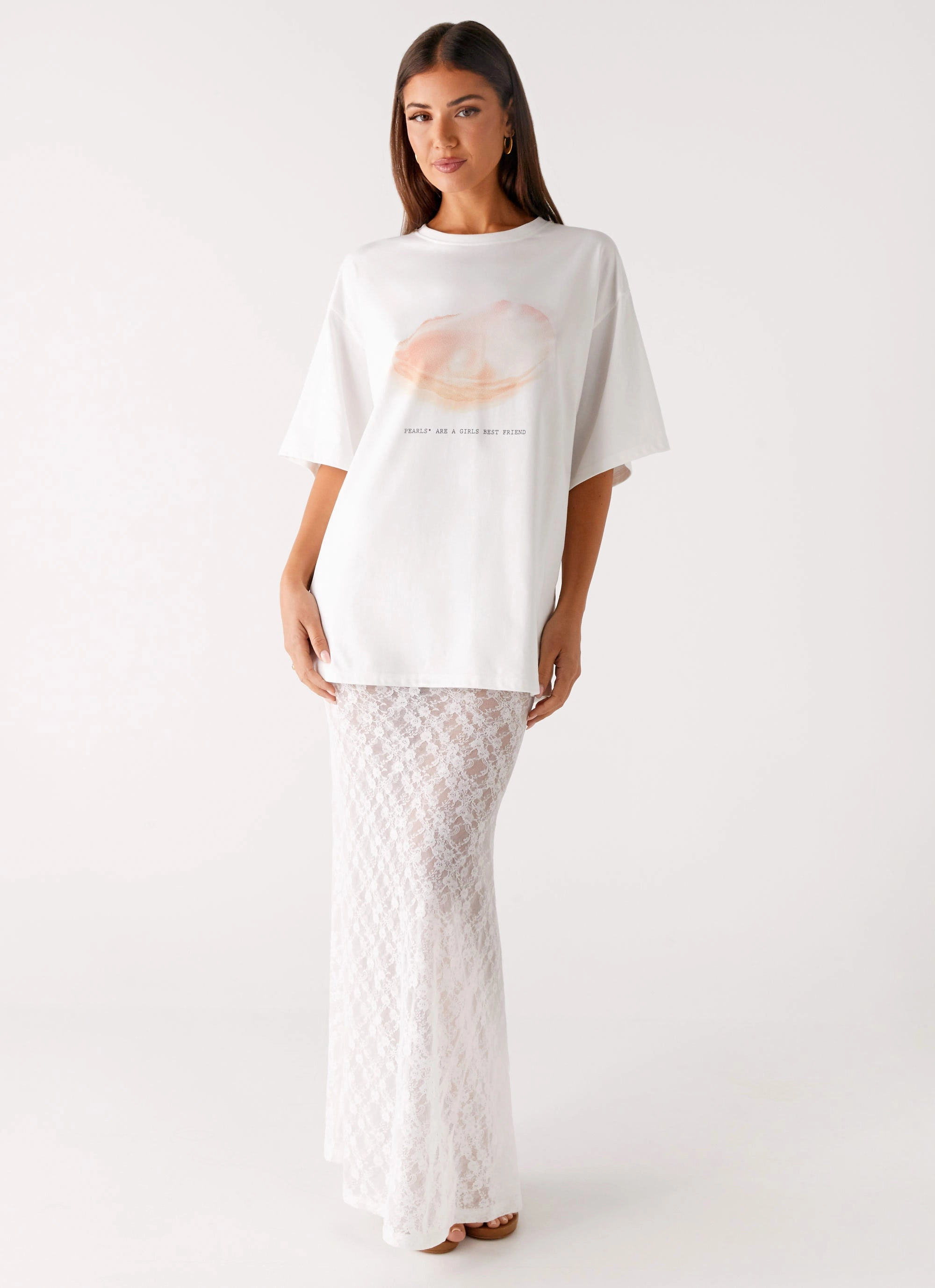 Pearl Oversized Tee - White StretchReinforcedArmholes