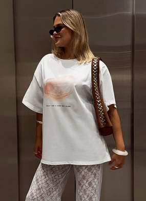 Pearl Oversized Tee - White Urban Streetwear Comfortable Layers