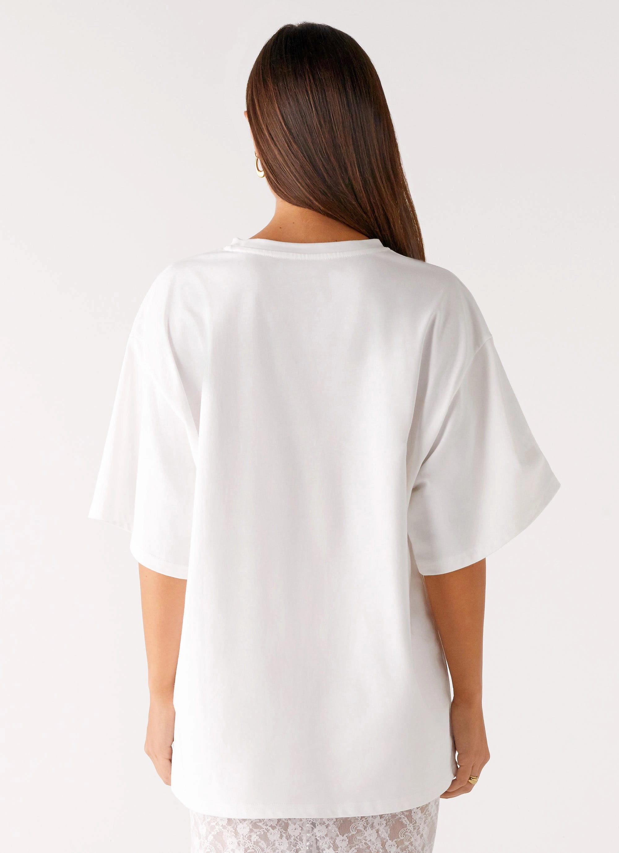 Vibrant Colors UVProtectionFinish Pearl Oversized Tee - White