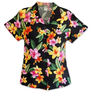 pebble black hawaiian lady blouse
