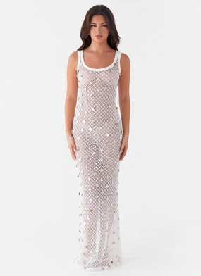 Penida Shell Knit Maxi Dress - White Quick Glam Guest Glam