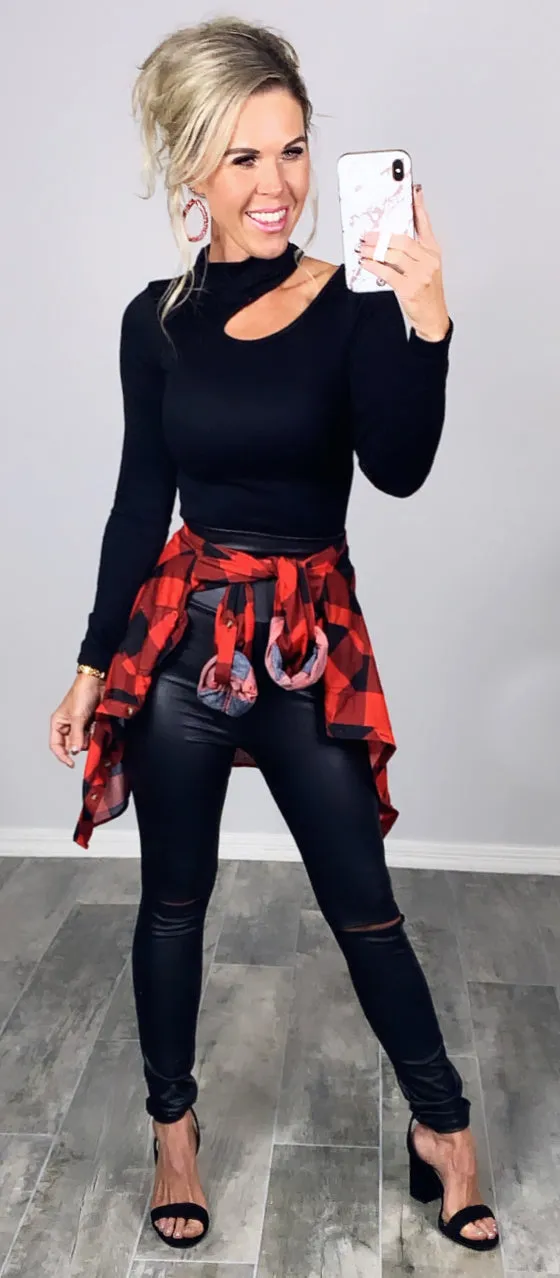 Penny Plaid Flannel Top - Buffalo Red