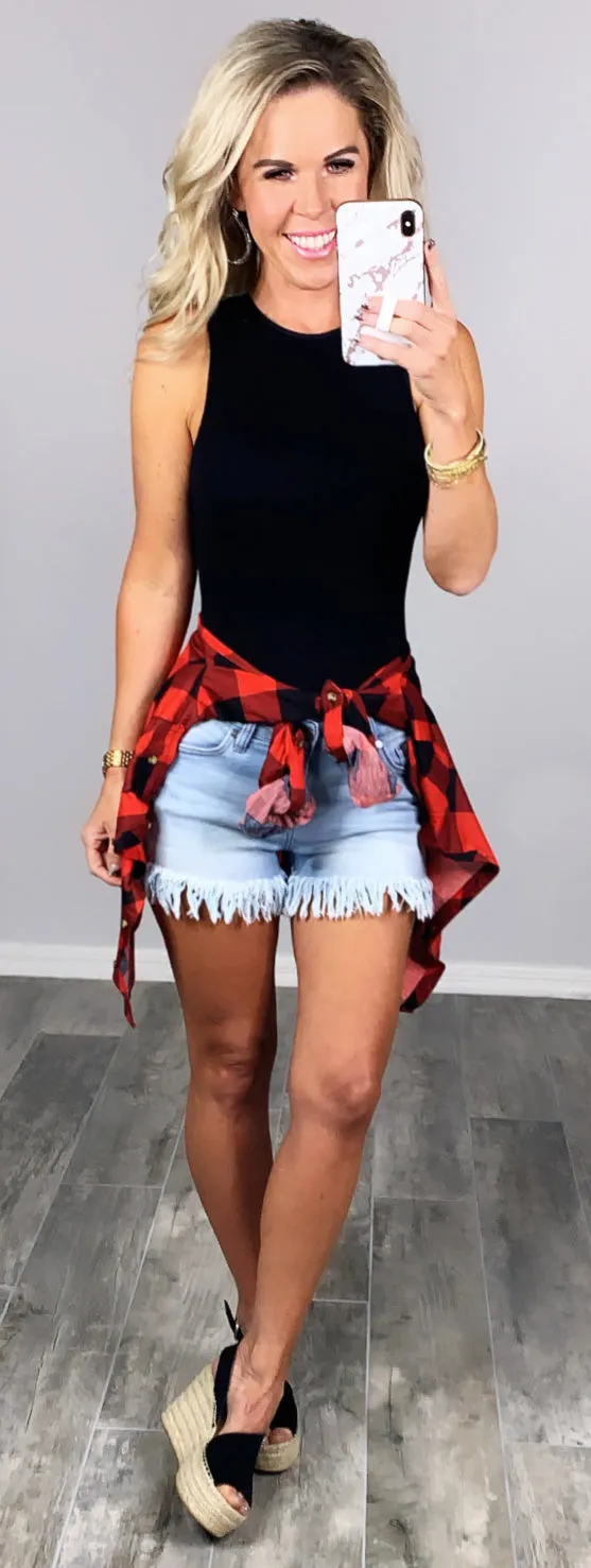 Penny Plaid Flannel Top - Buffalo Red