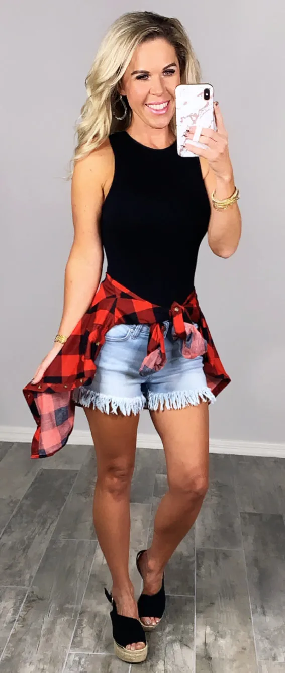 Penny Plaid Flannel Top - Buffalo Red