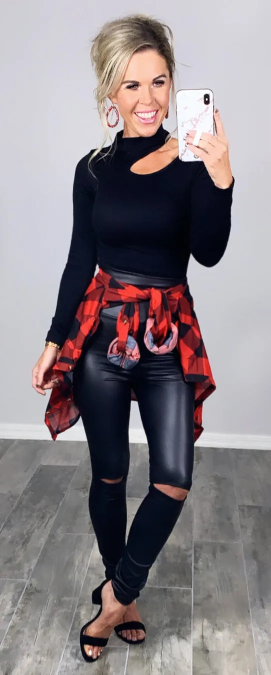 Penny Plaid Flannel Top - Buffalo Red