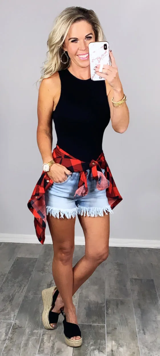 Penny Plaid Flannel Top - Buffalo Red