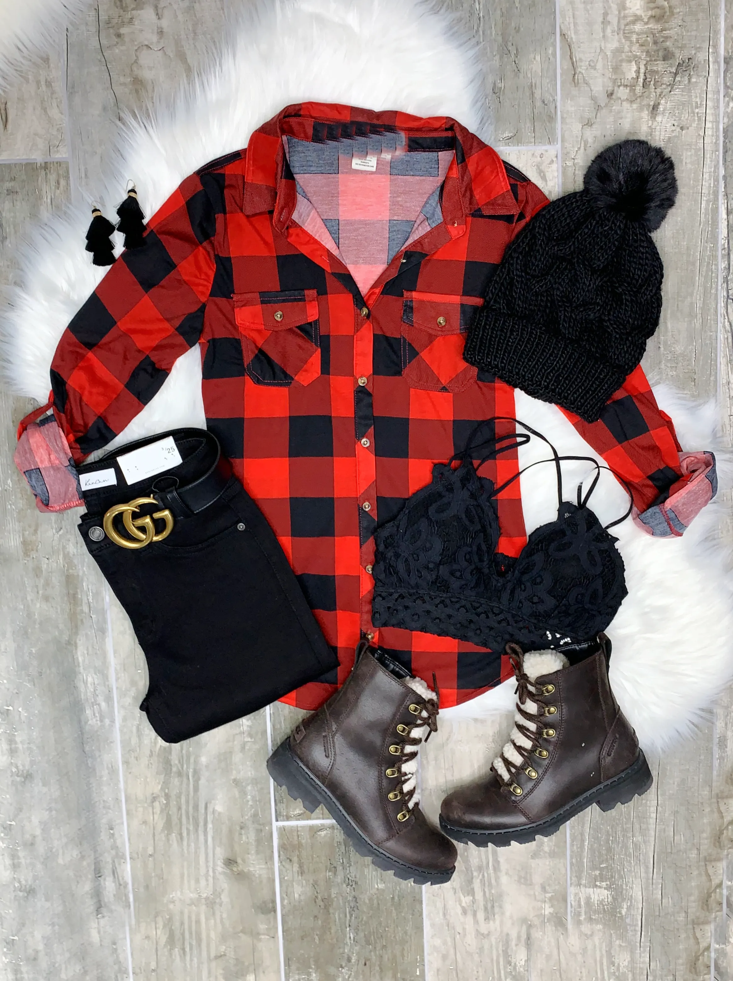 Penny Plaid Flannel Top - Buffalo Red