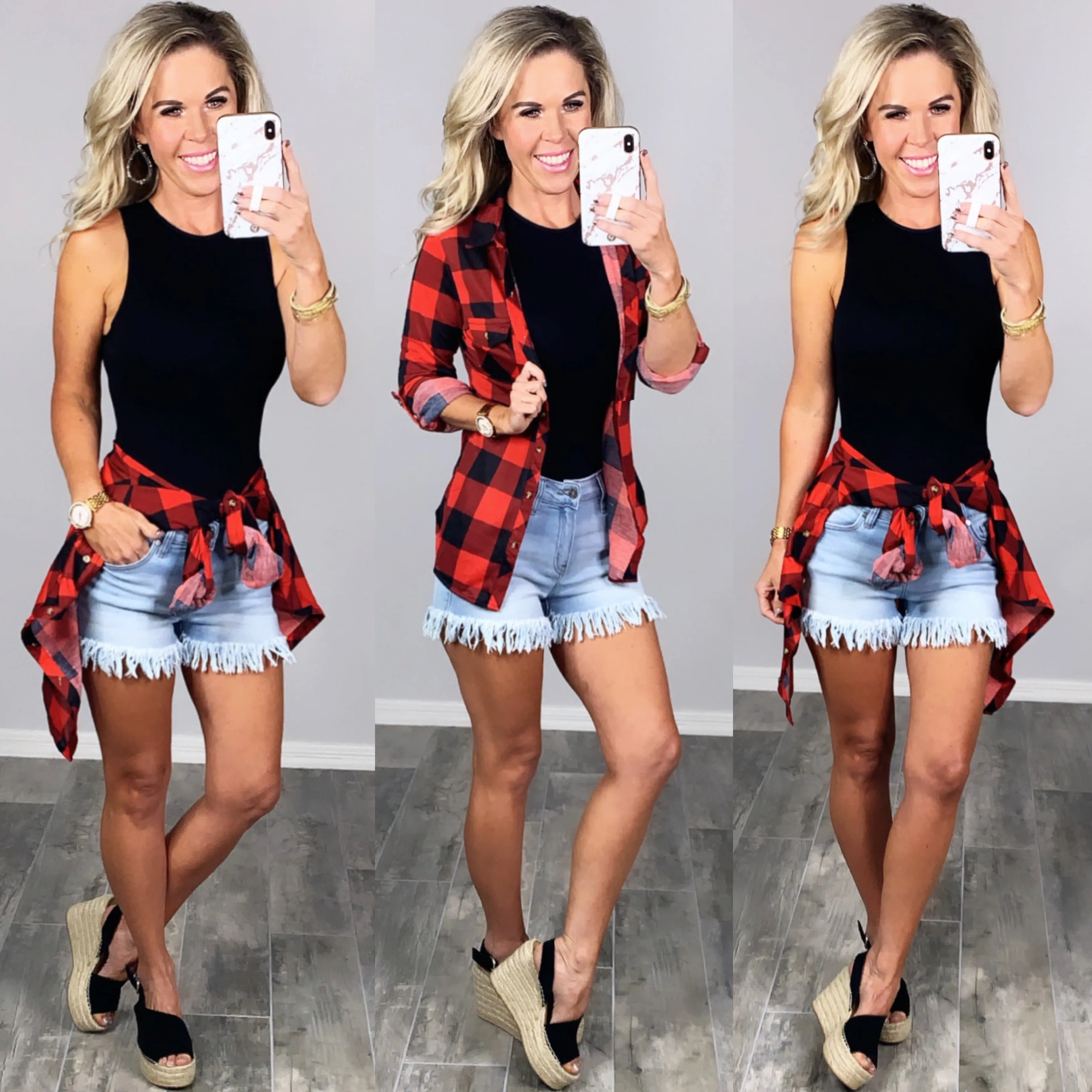Penny Plaid Flannel Top - Buffalo Red