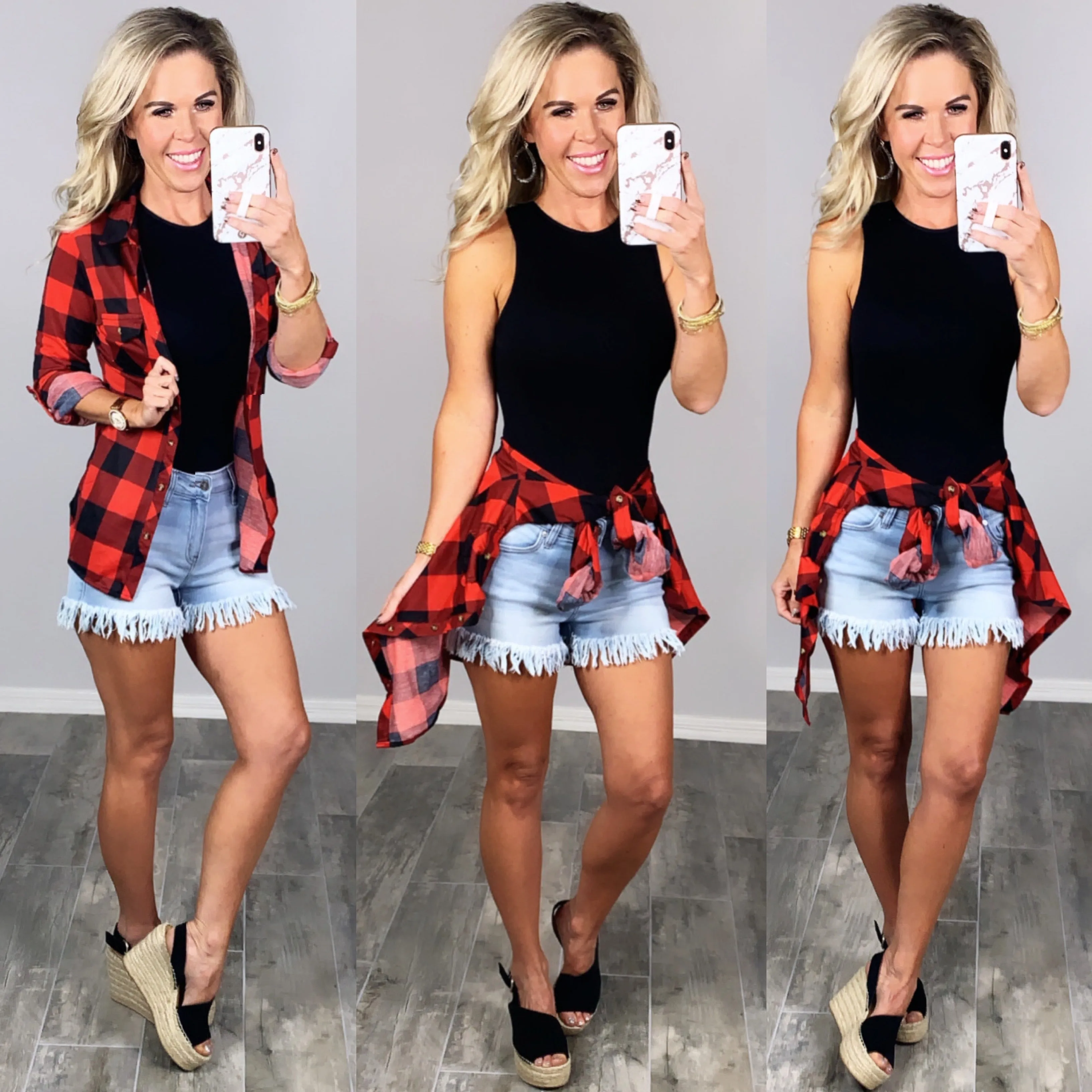 Penny Plaid Flannel Top - Buffalo Red