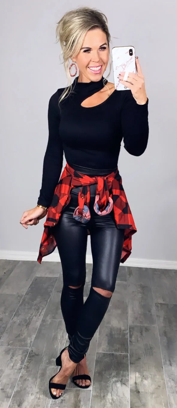 Penny Plaid Flannel Top - Buffalo Red