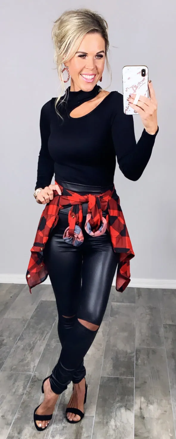 Penny Plaid Flannel Top - Buffalo Red