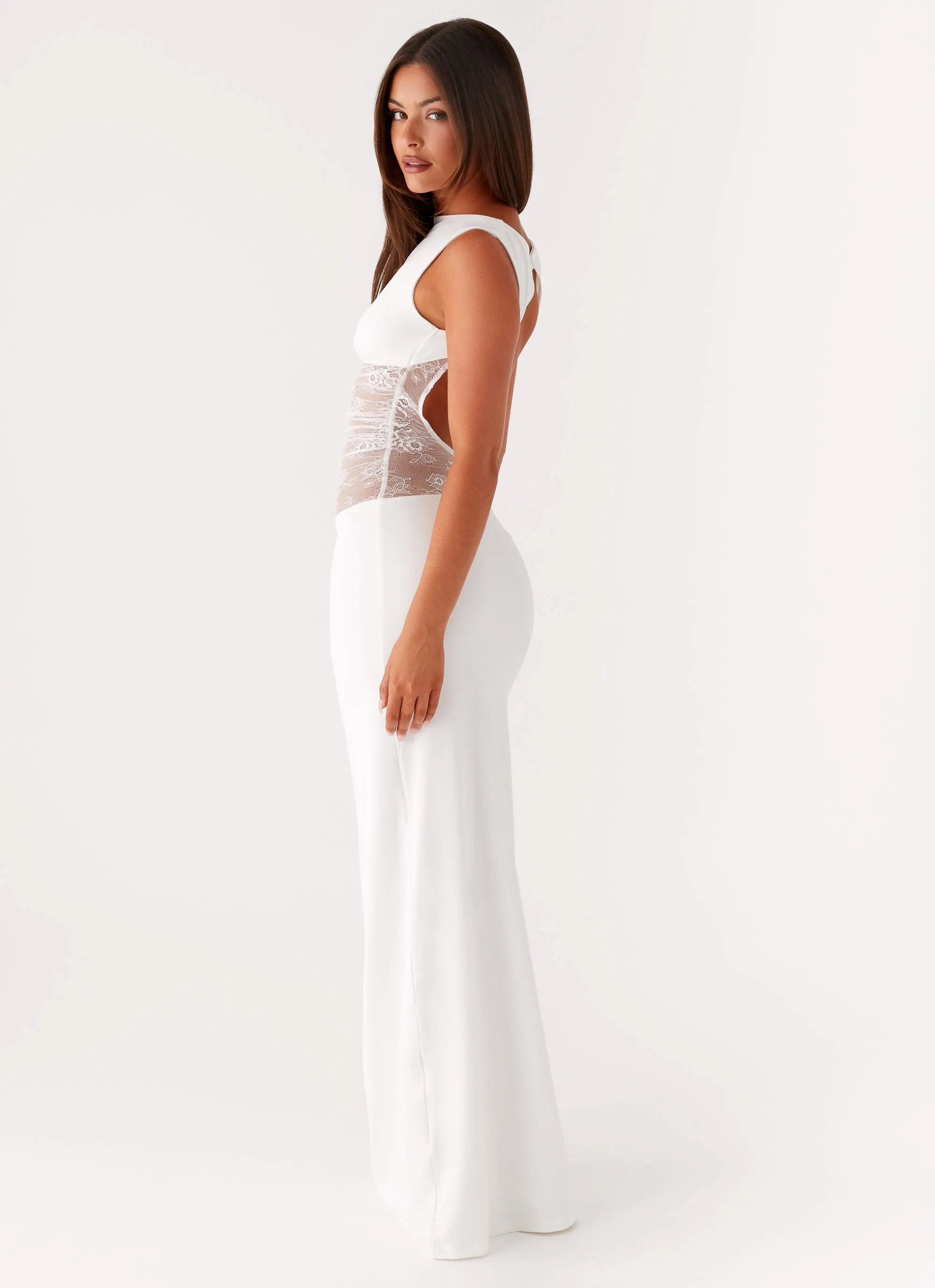 Medina Lace Maxi Dress - White Stylish Wear