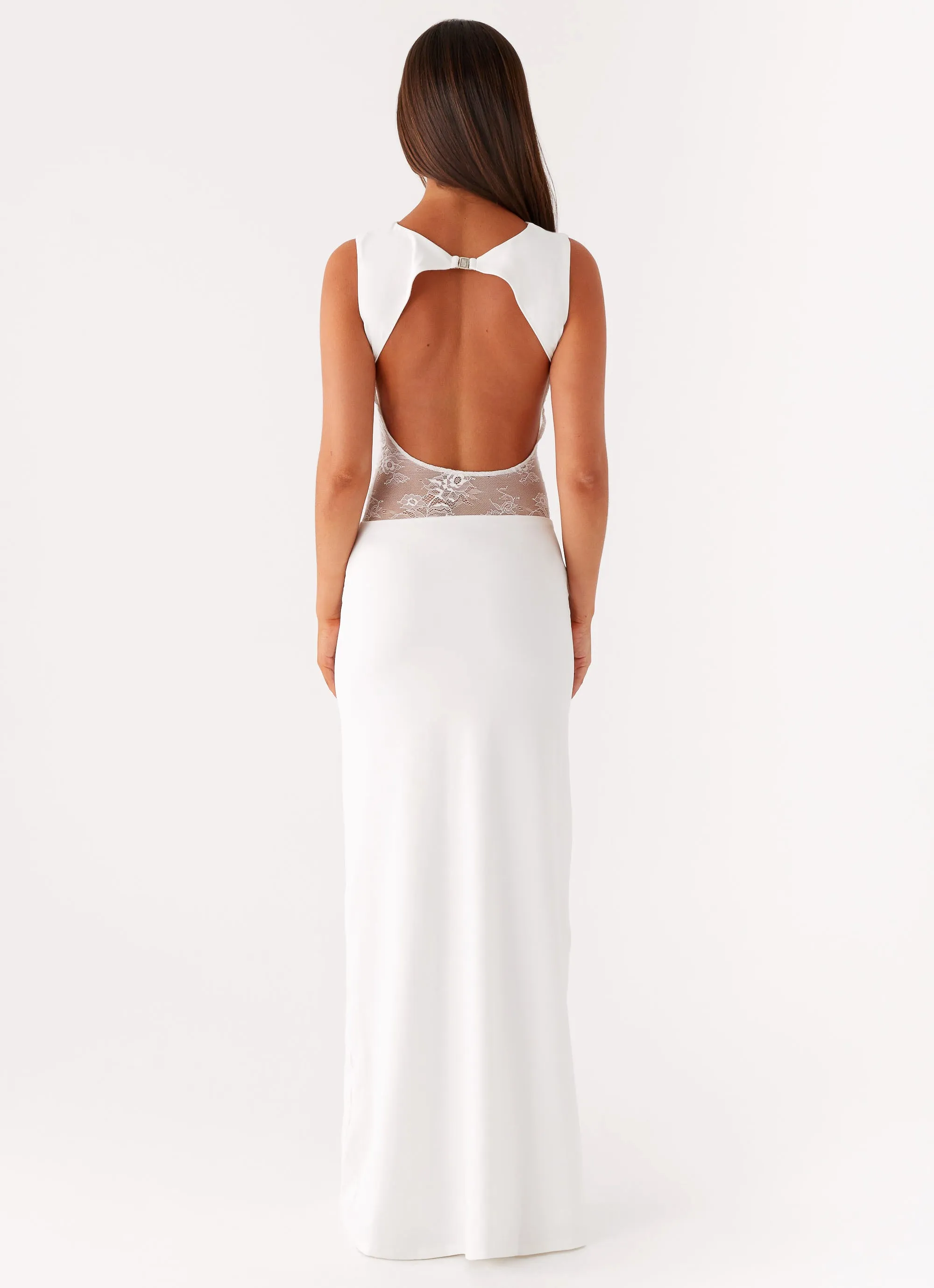 Medina Lace Maxi Dress - White Flowing Layers Formal-look