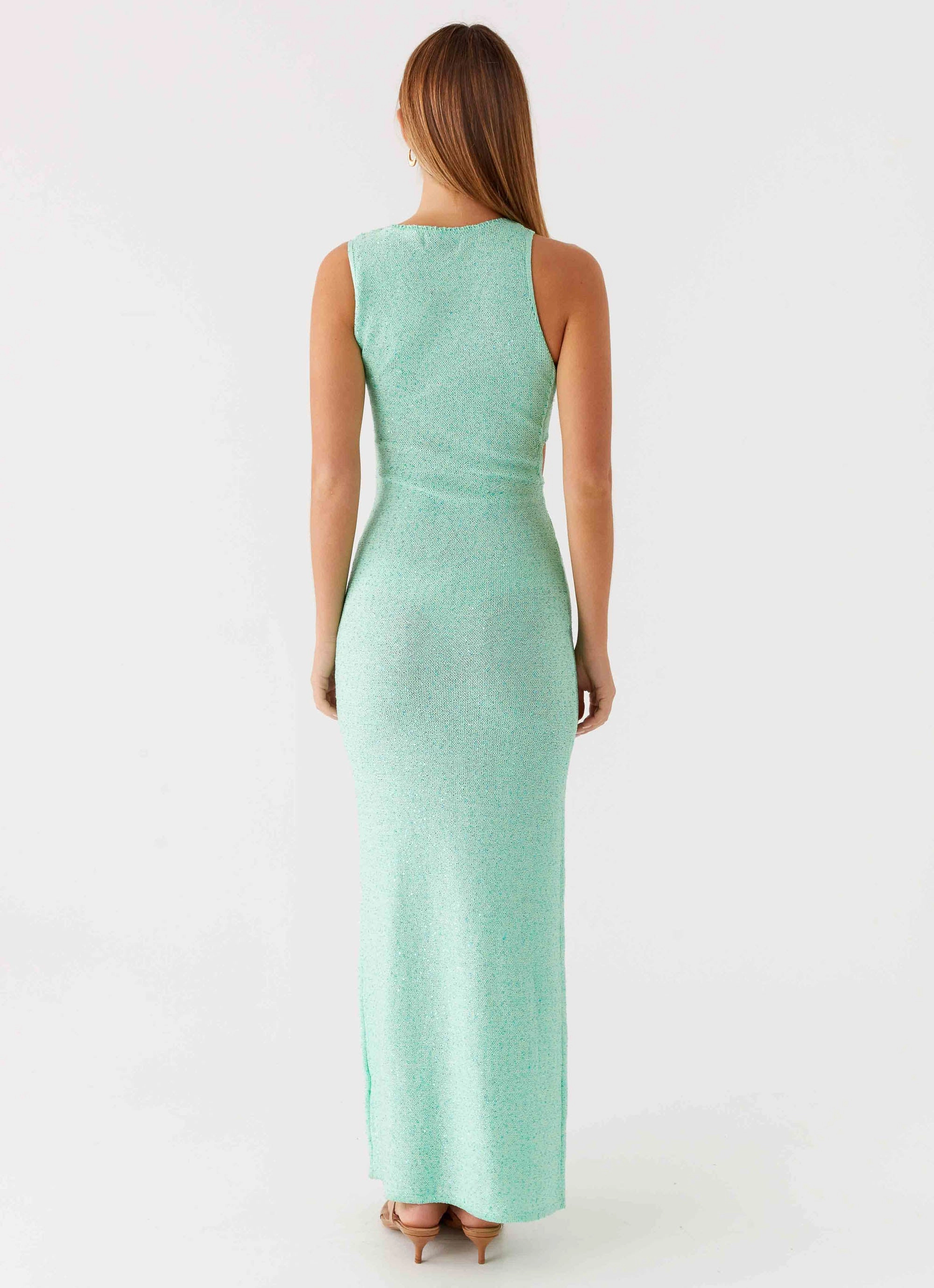 Offshore Knit Maxi Dress - Pastel Green Light Sheen