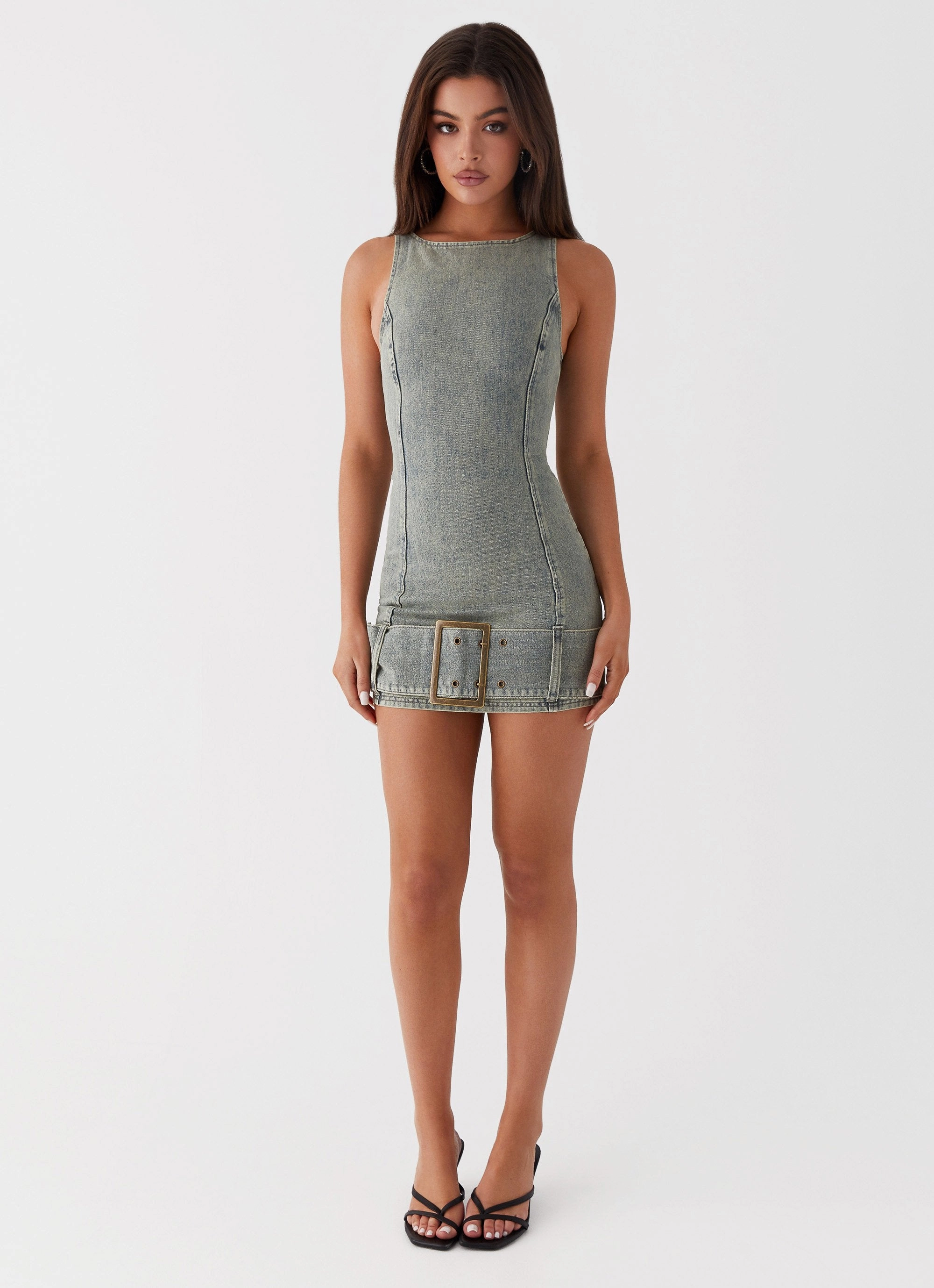 Versatile Layer Sleek Comfort Dark Matter Mini Dress - Washed Denim