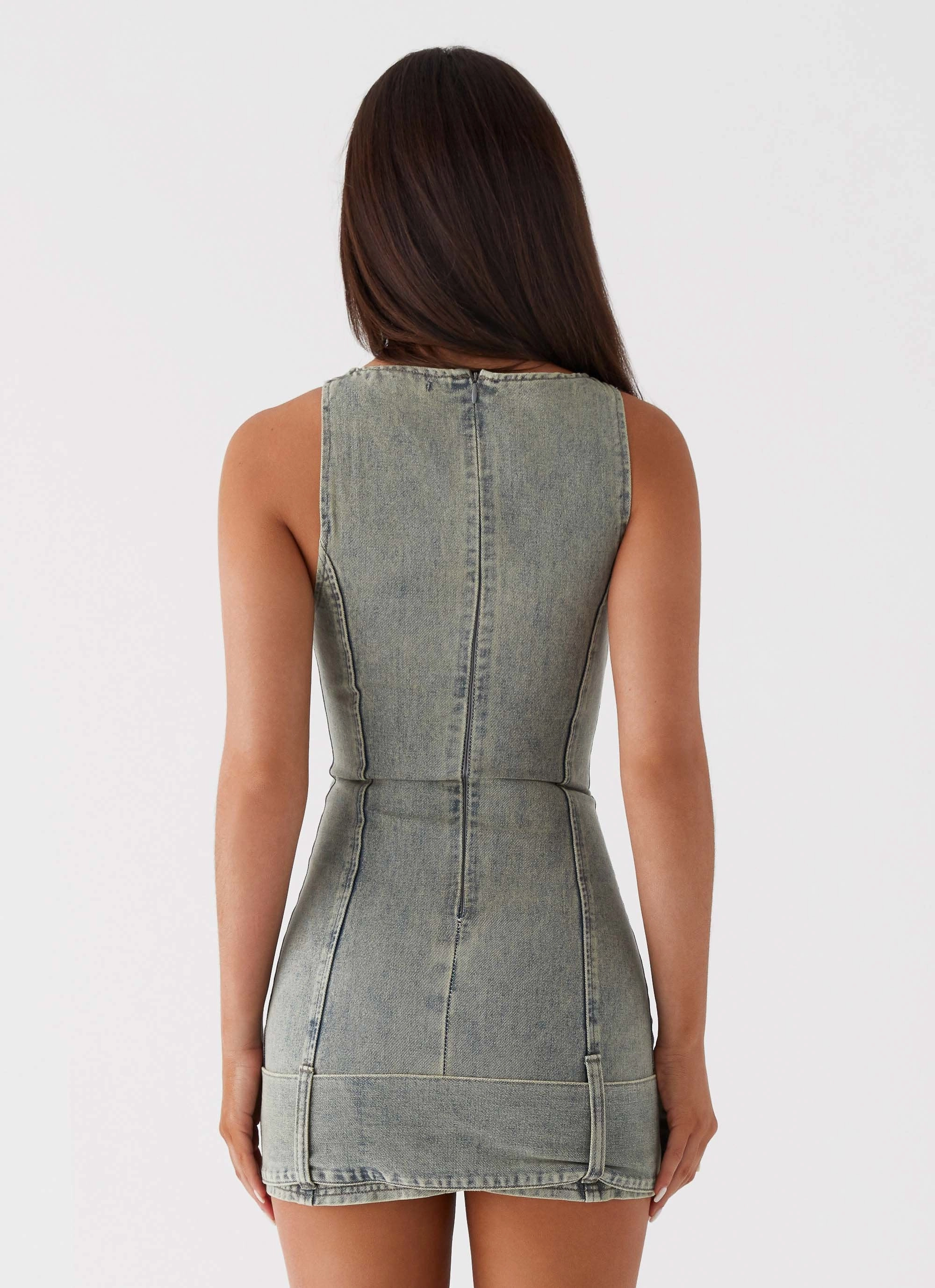 Dark Matter Mini Dress - Washed Denim Comfy Style
