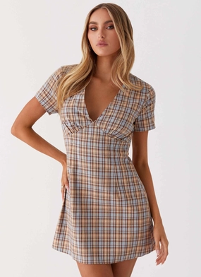 Niki Cap Sleeve Mini Dress - Check All Season