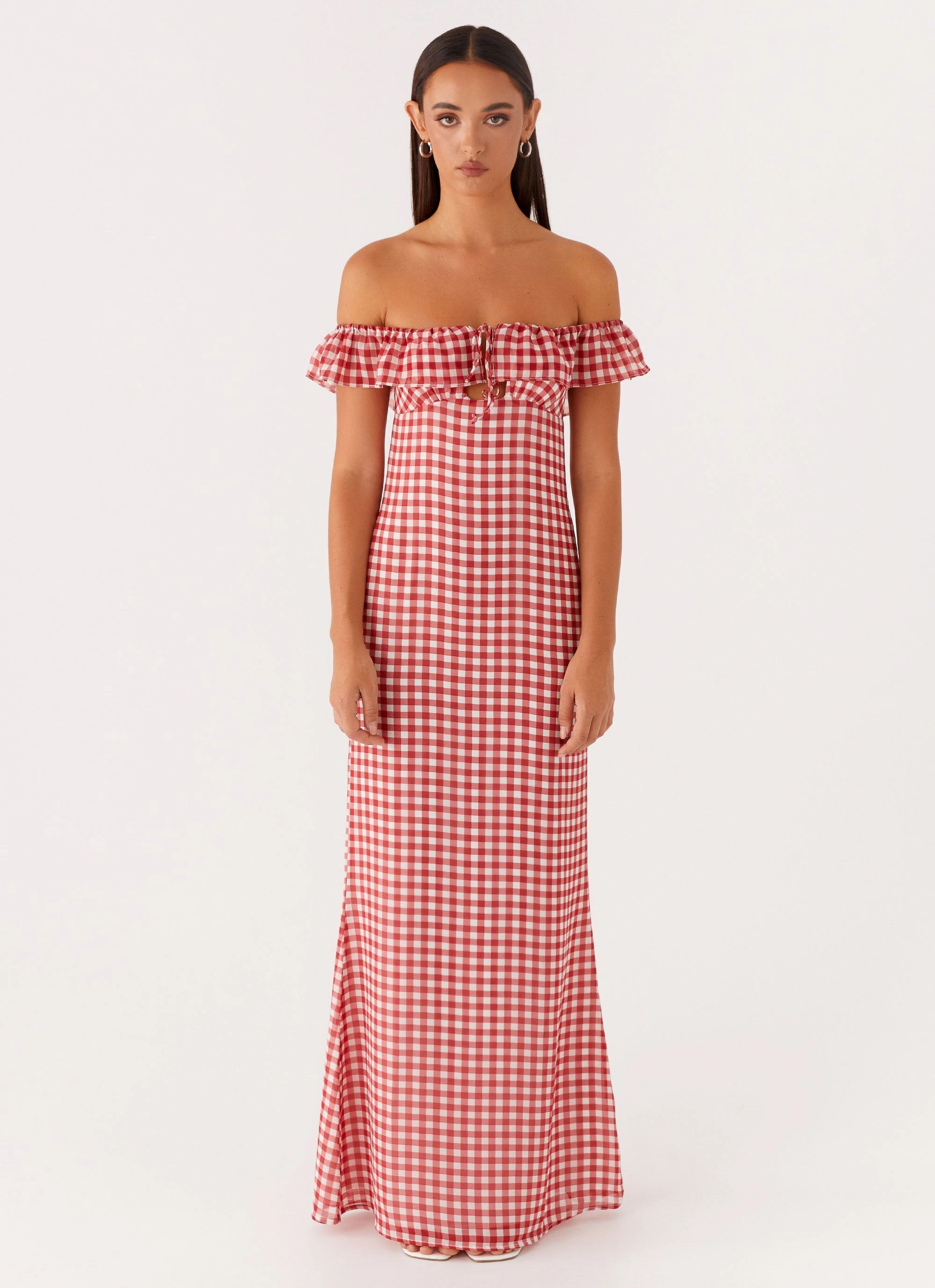 Urban Chic Scarlet Cherry Maxi Dress - Red Gingham