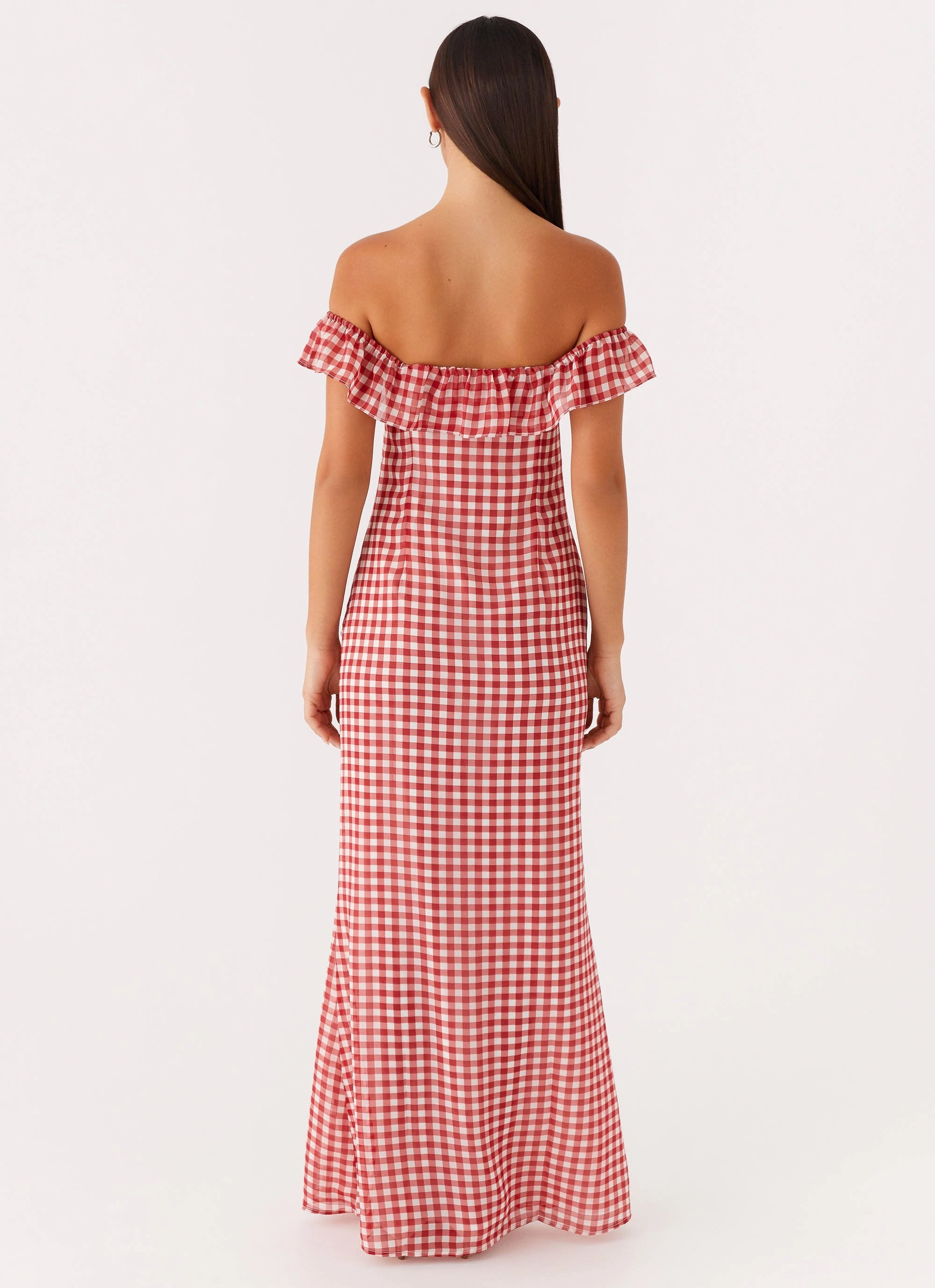 Scarlet Cherry Maxi Dress - Red Gingham Urban Cool Easy Look