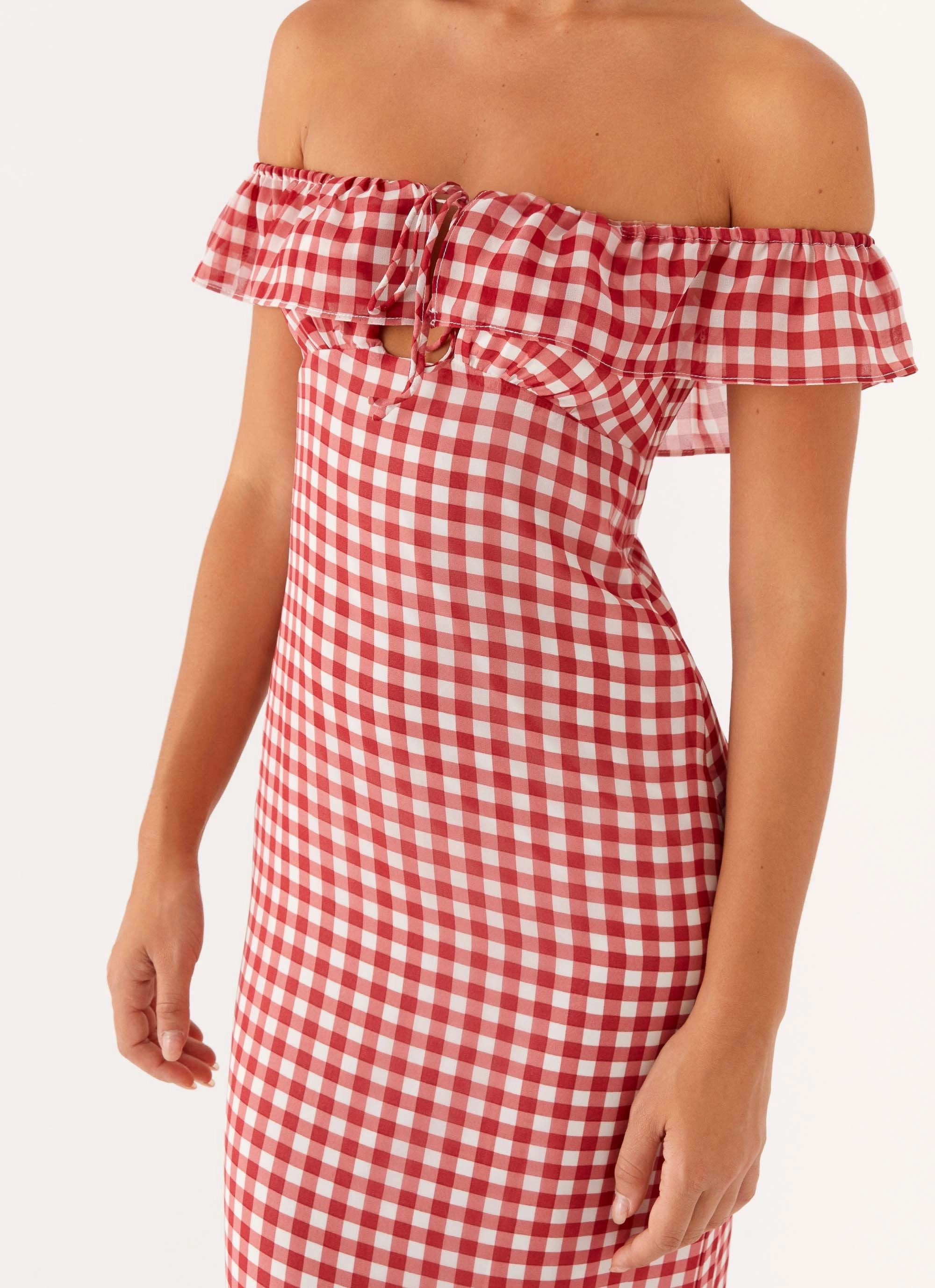 Scarlet Cherry Maxi Dress - Red Gingham Classy Look