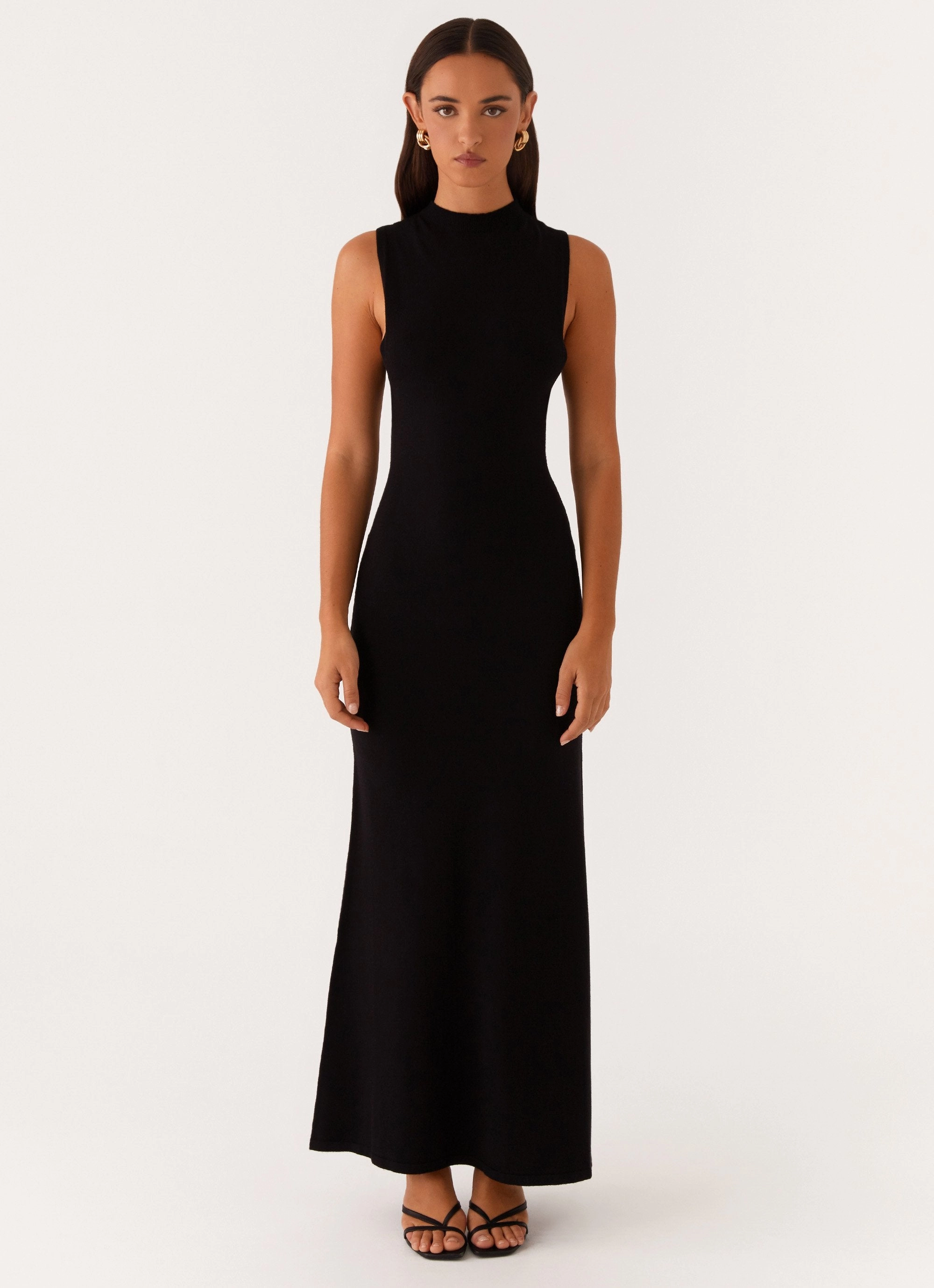 Elegant Mood Brunch Tone Prove It Knit Maxi Dress - Black