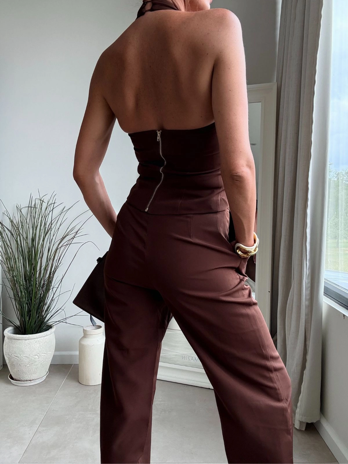 Quick Motion Celine Tailored Trouser Chocolate brown