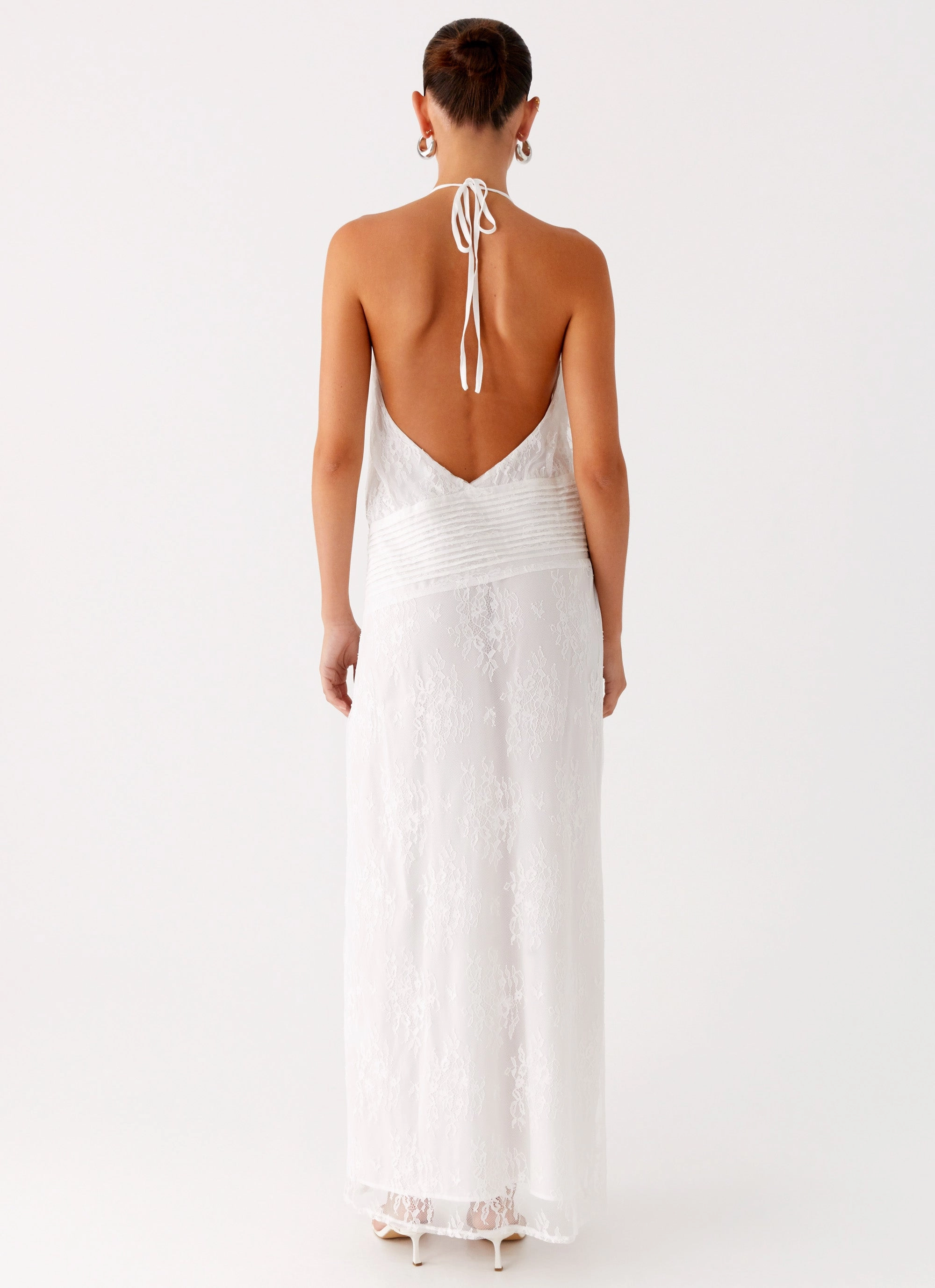 Reinhart Halter Maxi Dress - White High low hem