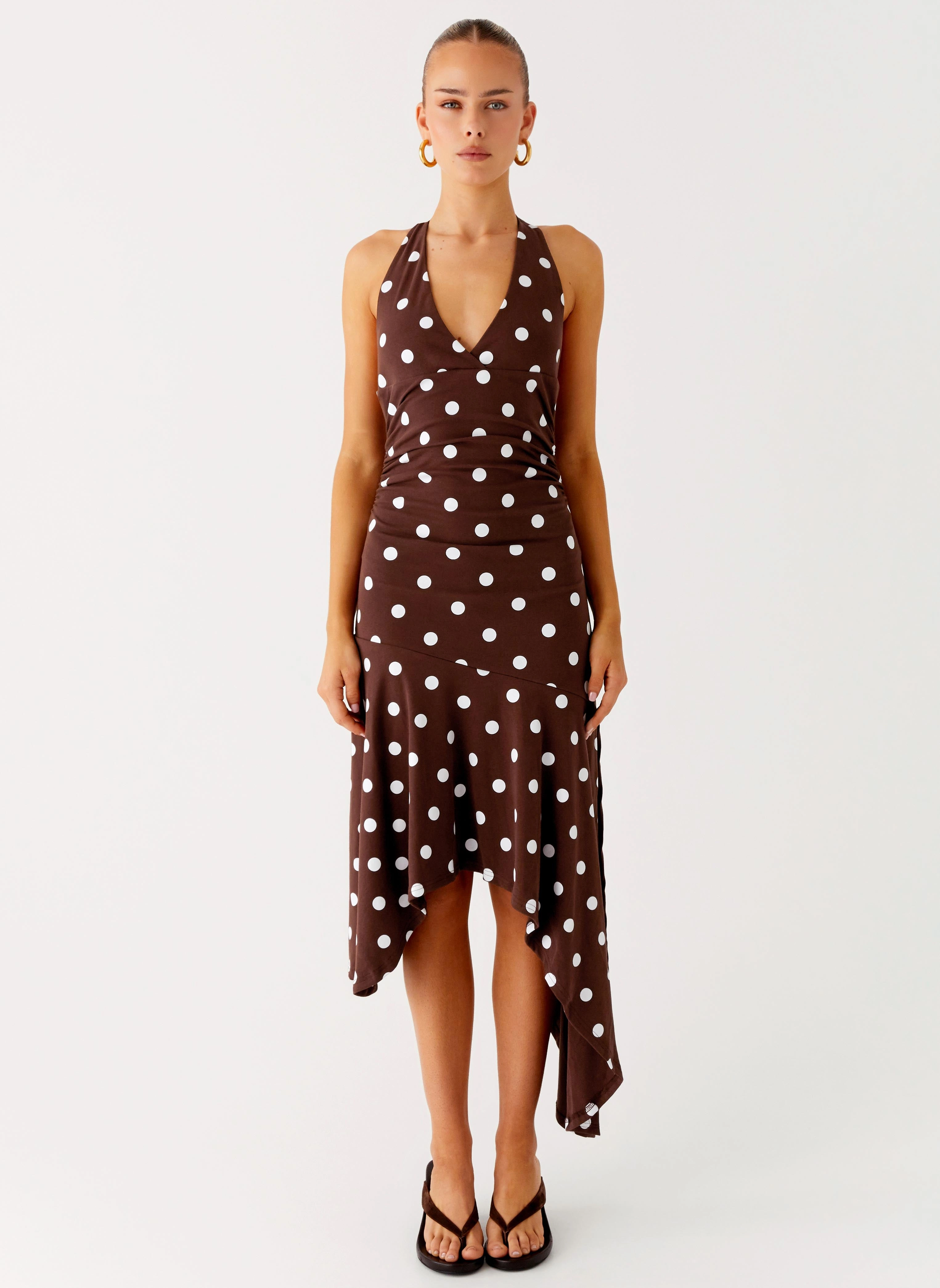 Keylani Halter Midi Dress - Chocolate Classy Look