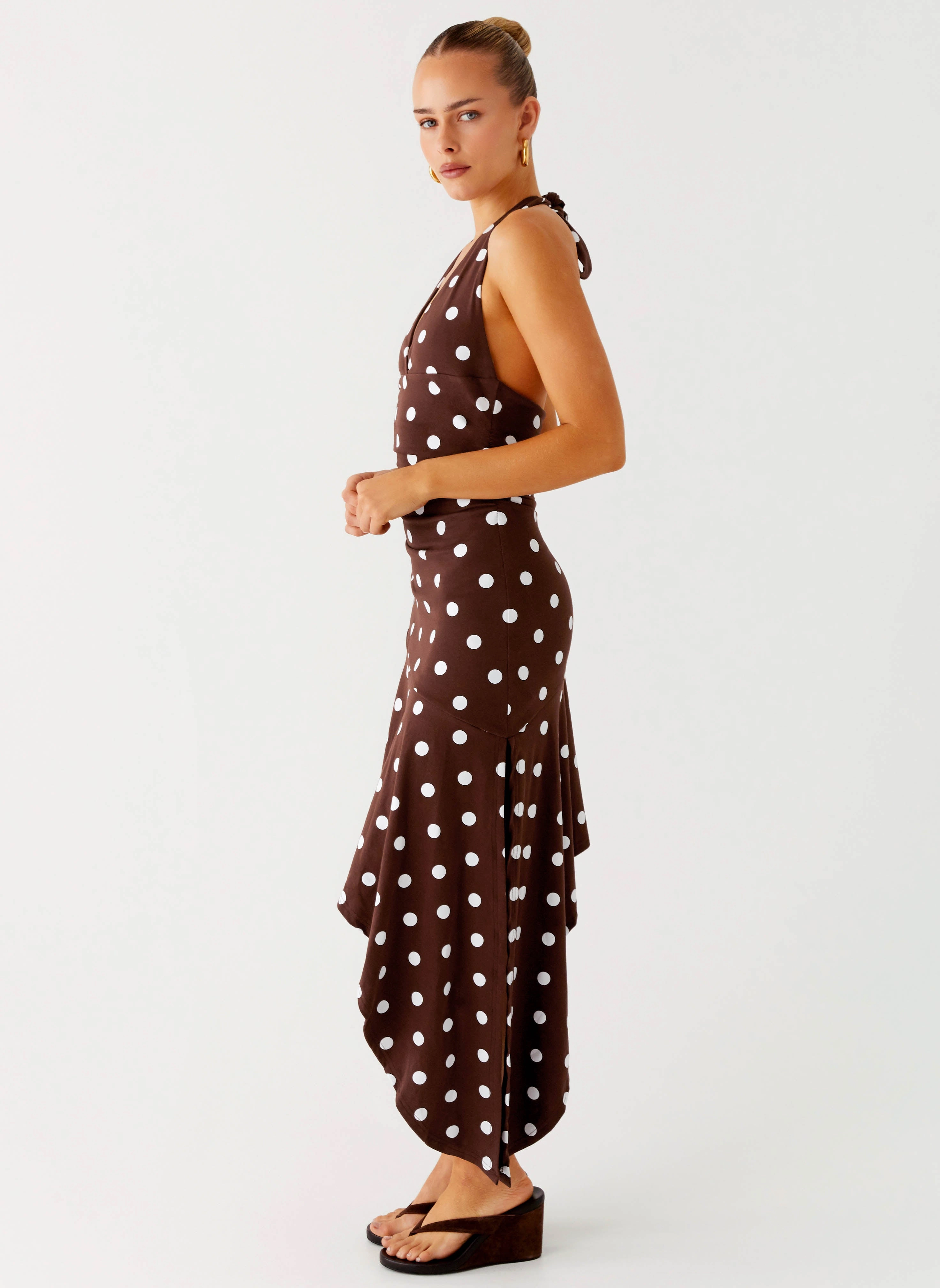 Keylani Halter Midi Dress - Chocolate Delicate Touch