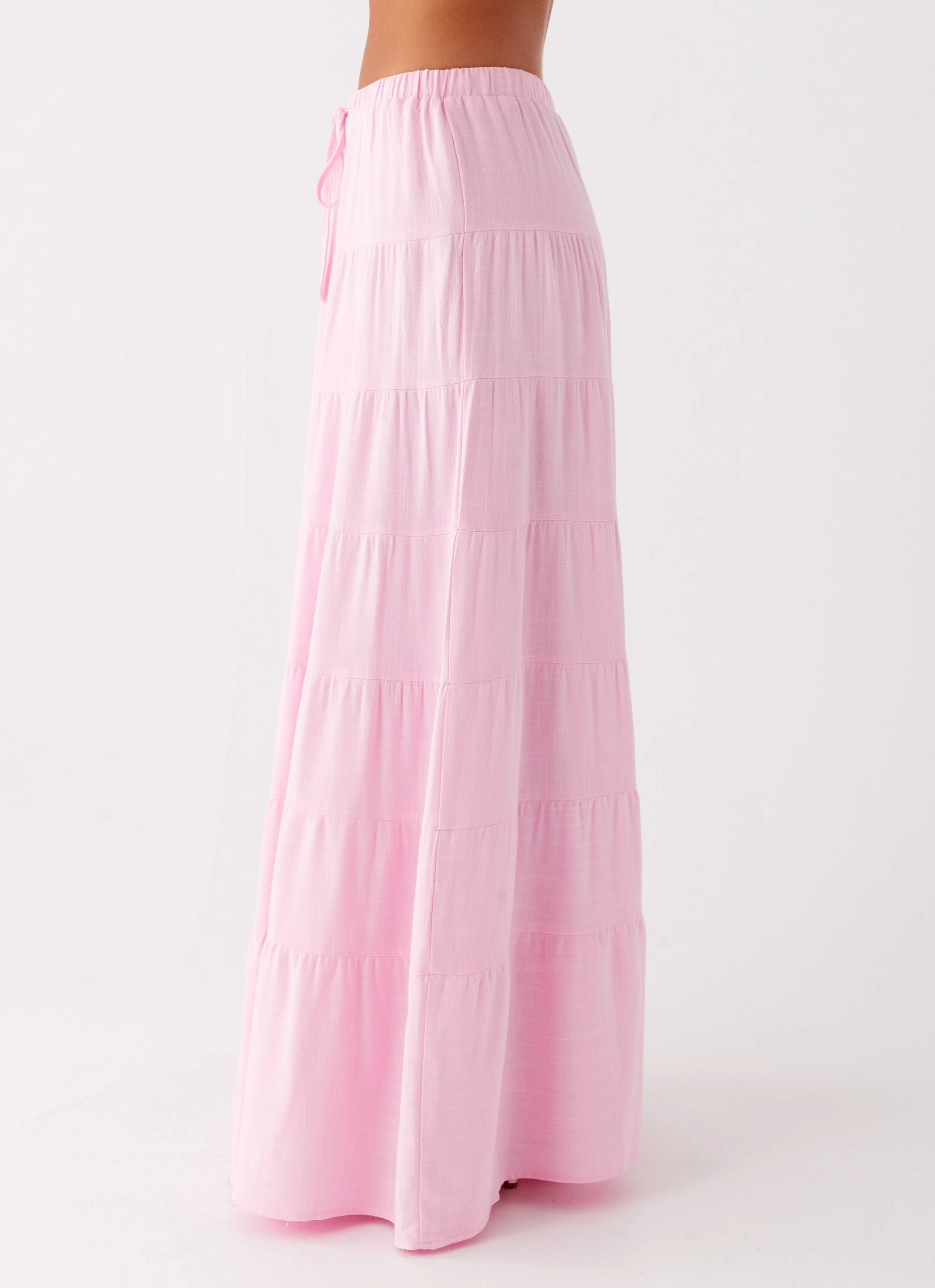 slim fit Stable Shape Mariella Linen Maxi Skirt - Pink