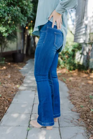 Petite Dark Wash Cello Flare Denim Jeans
