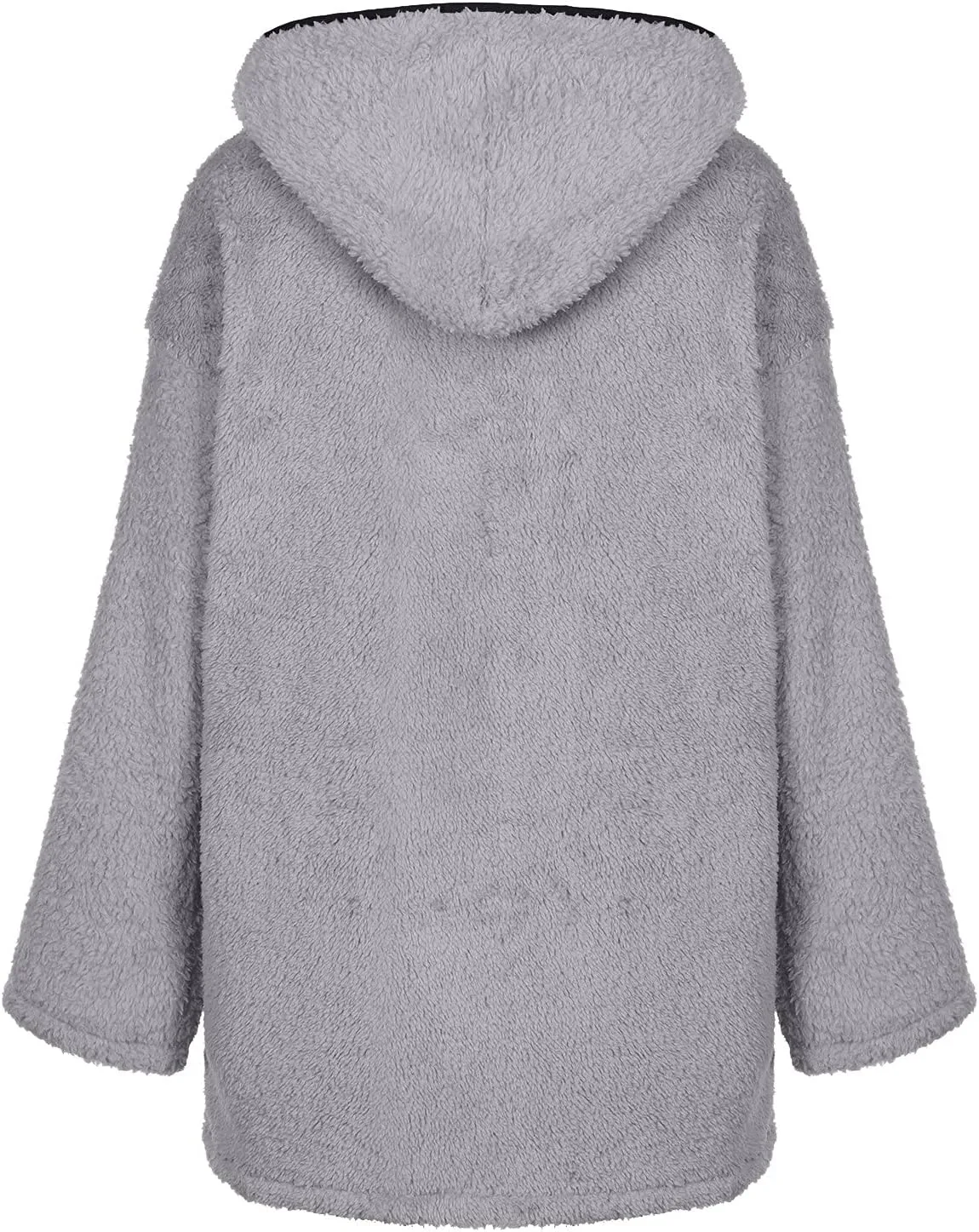 PETYCZEN Winter Coats for Women,Fuzzy Sherpa Lapel Open Front Long Cardigan Coat Fleece Lined Zip Up Hooded Jackets Outerwear