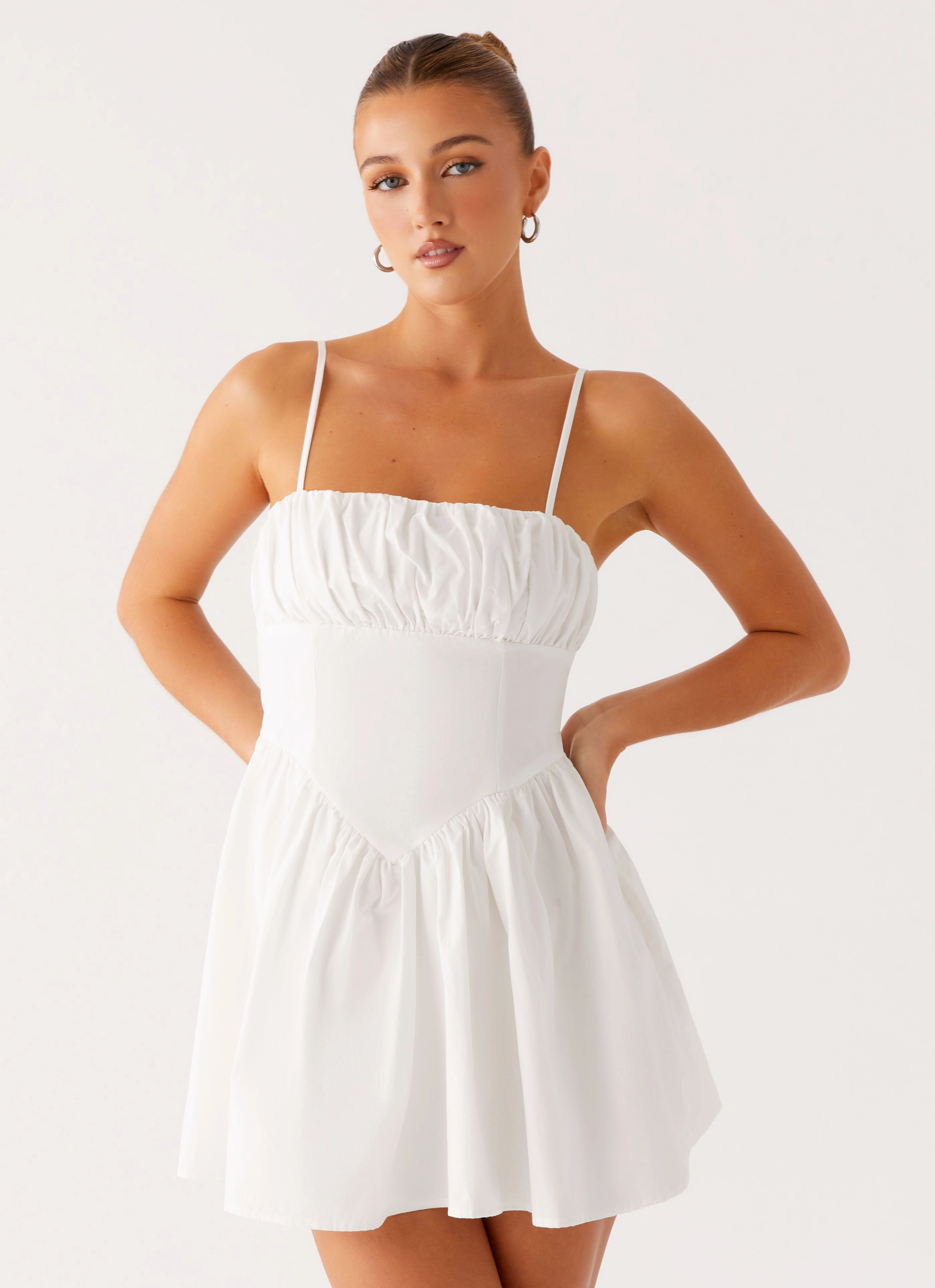 Phillipa Mini Dress - White Flexible Fabric Dreamy Layers