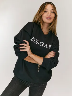 Pia Personalised Black Round Neck Sweater CrewNeck