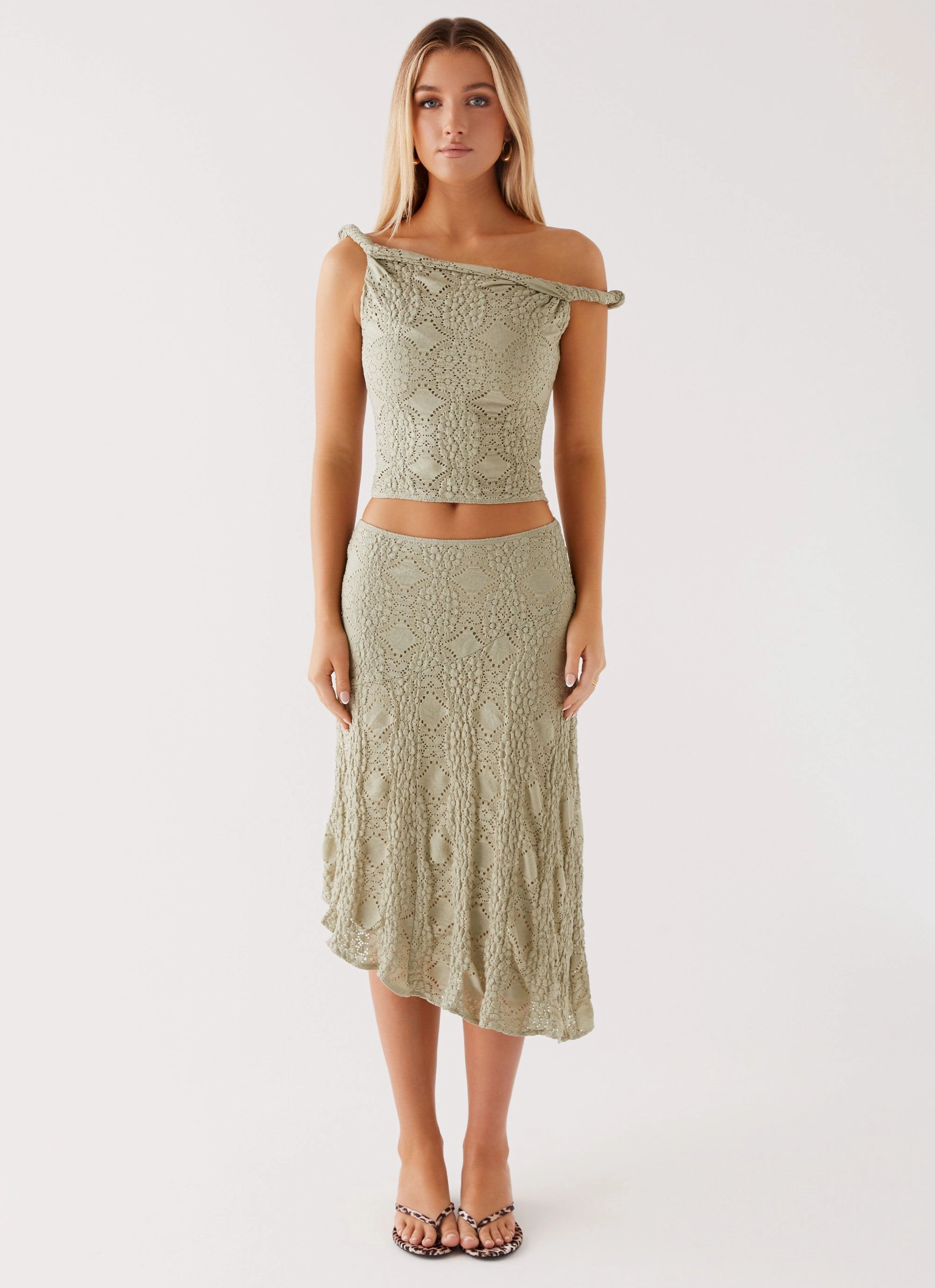 Editorial Look Diamond Sky Midi Skirt - Sage