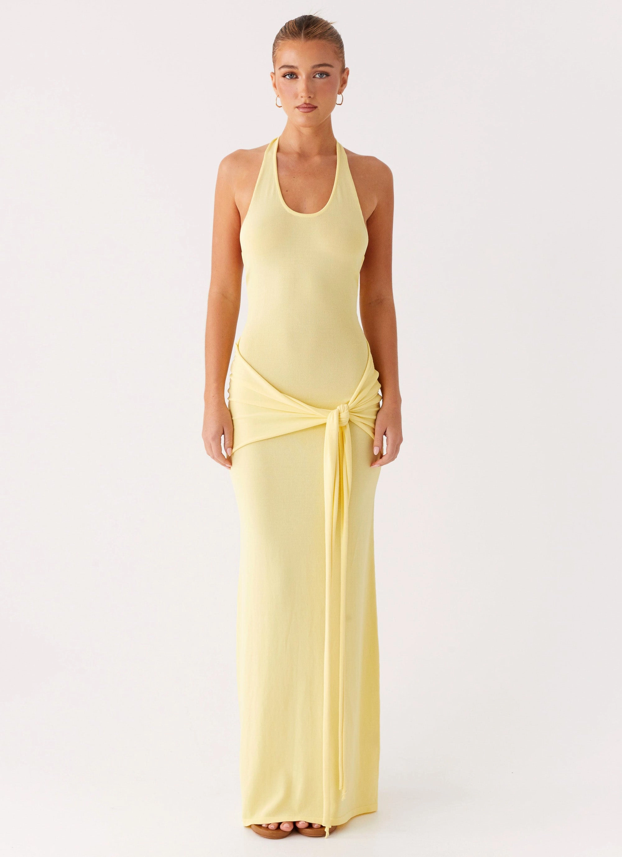 Pina Colada Knit Maxi Dress - Yellow Elastic Fit
