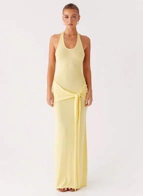 Pina Colada Knit Maxi Dress - Yellow Elastic Fit
